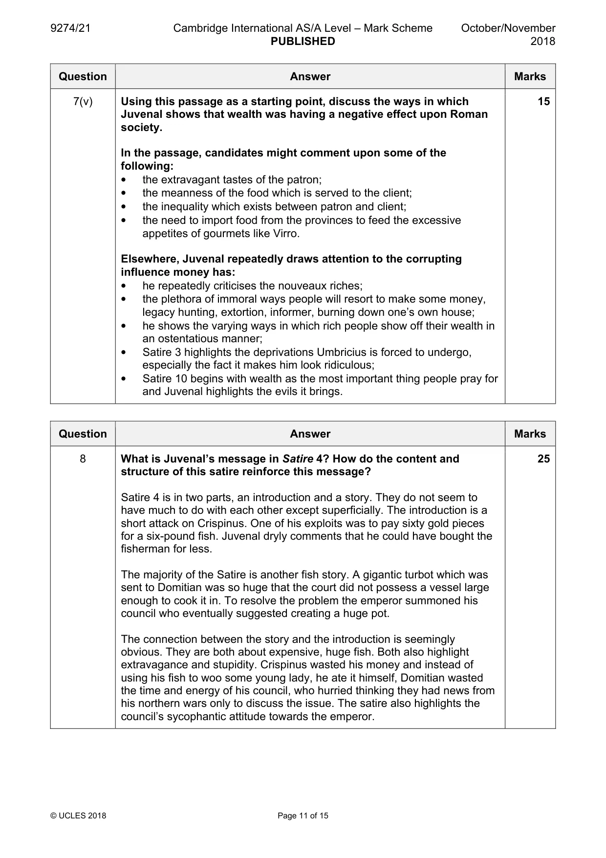 Mark scheme, page 11 of 15