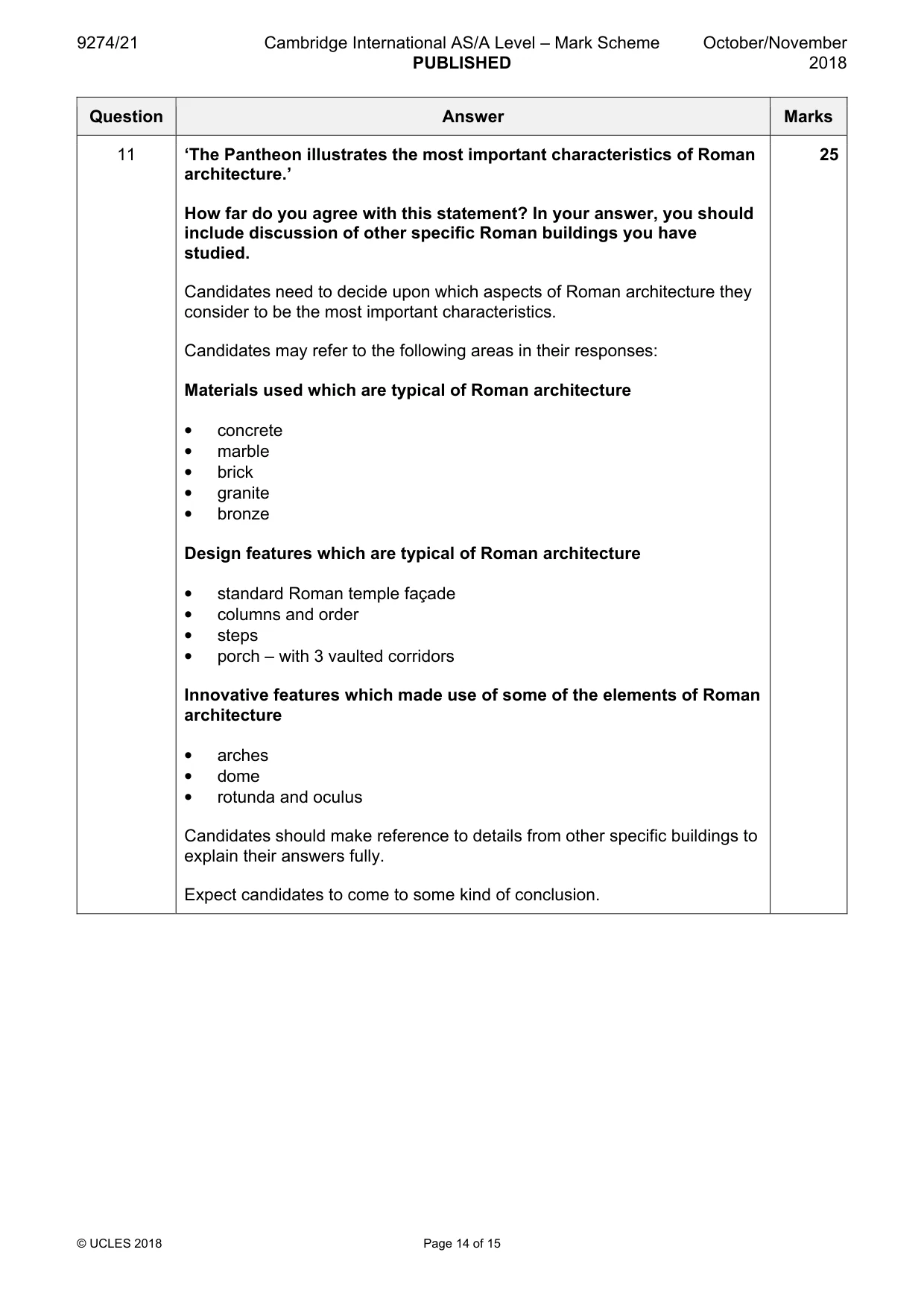 Mark scheme, page 14 of 15