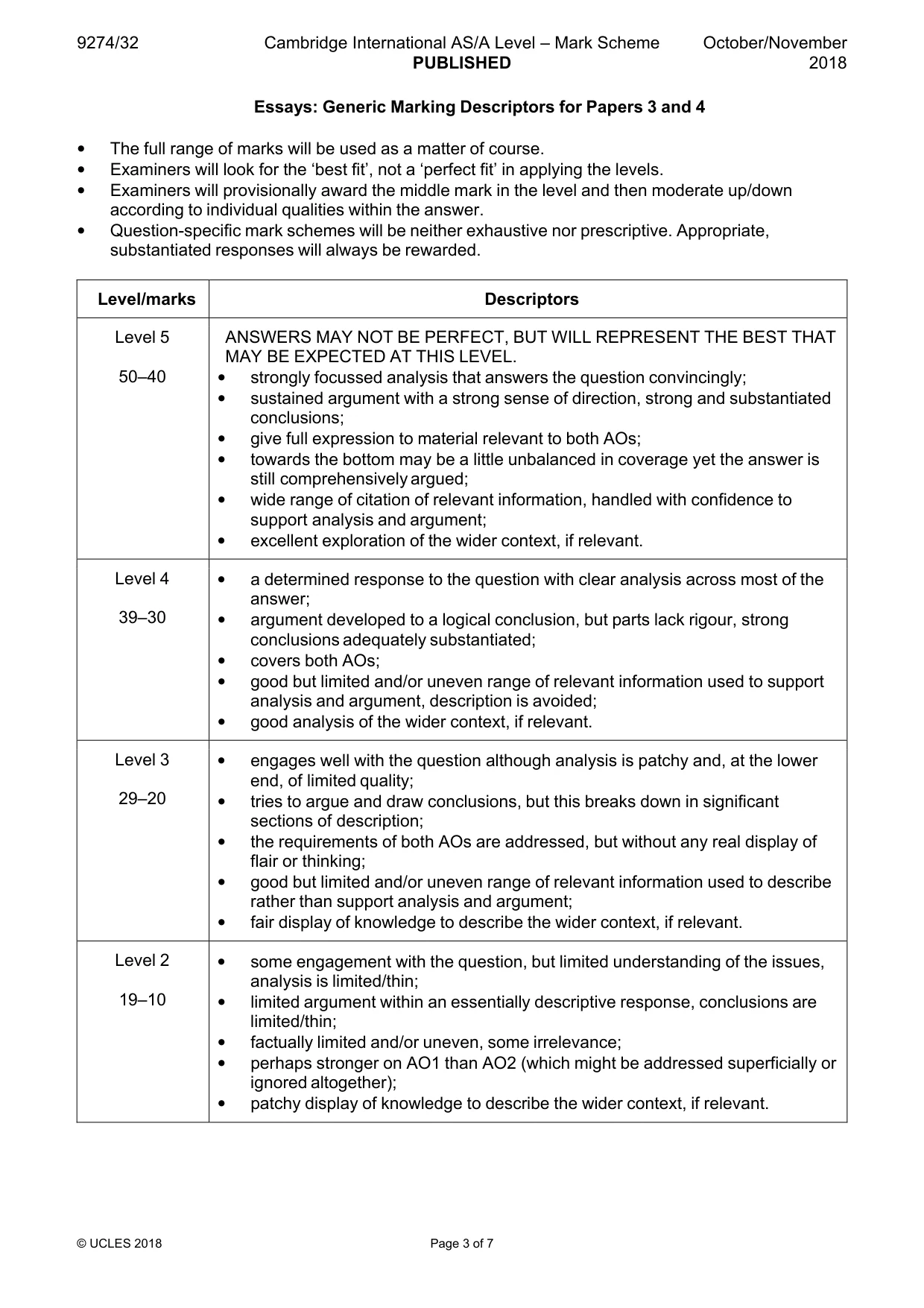 Mark scheme, page 3 of 7