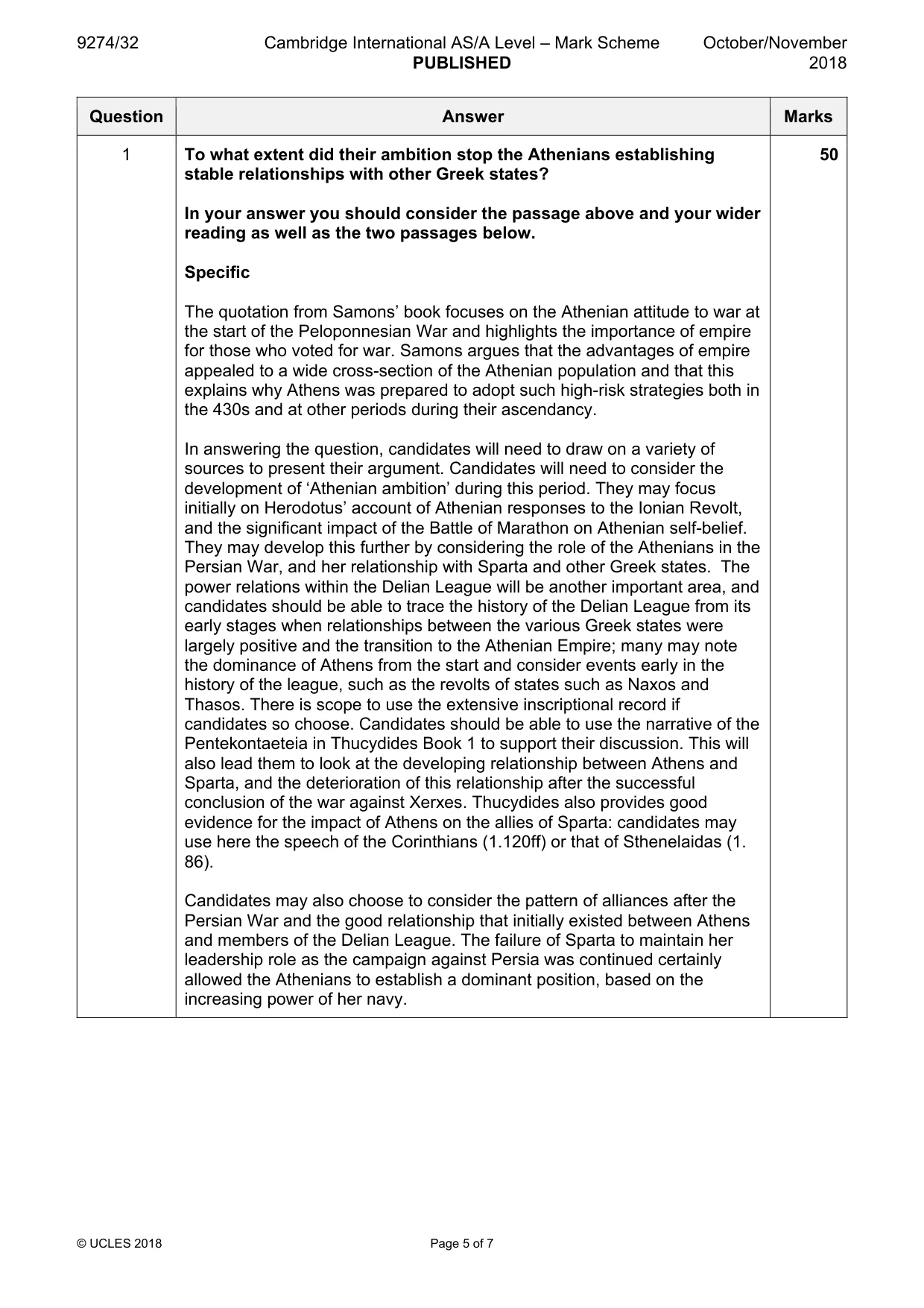Mark scheme, page 5 of 7