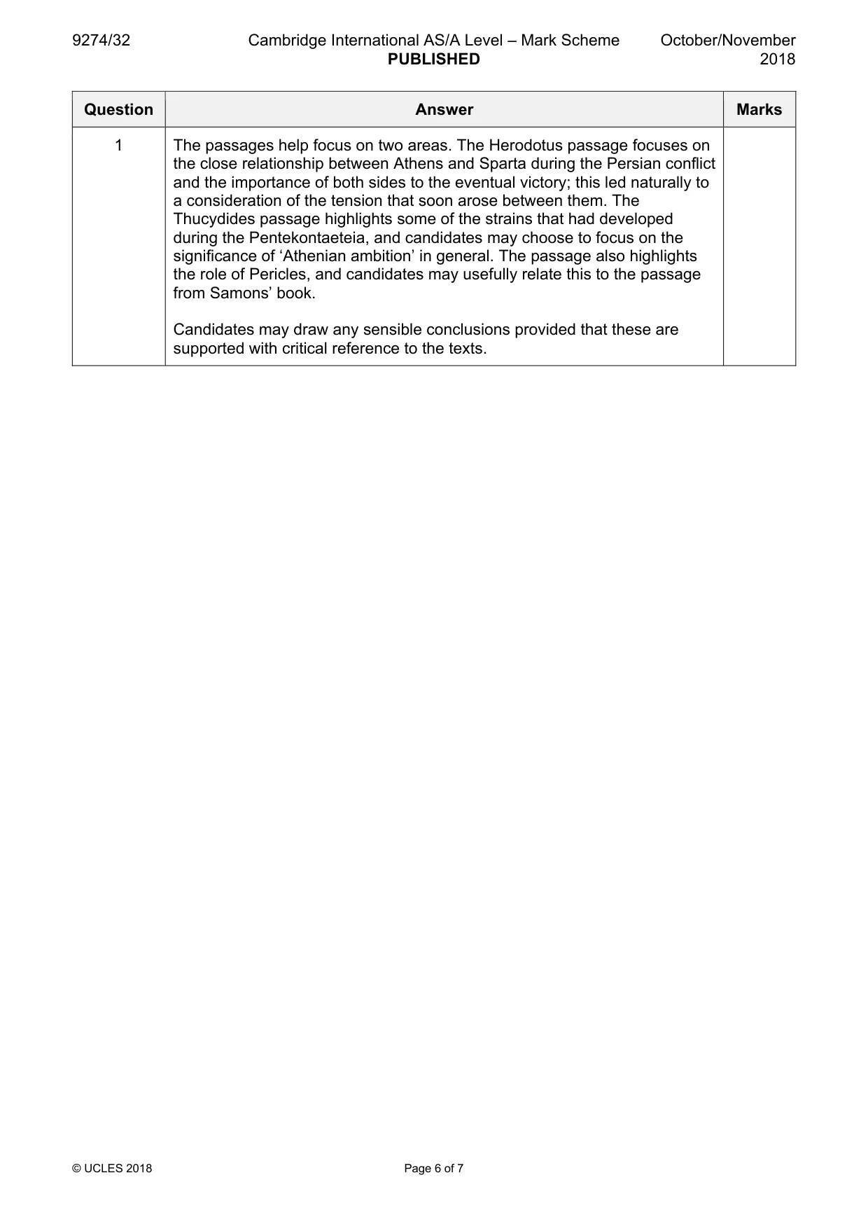 Mark scheme, page 6 of 7