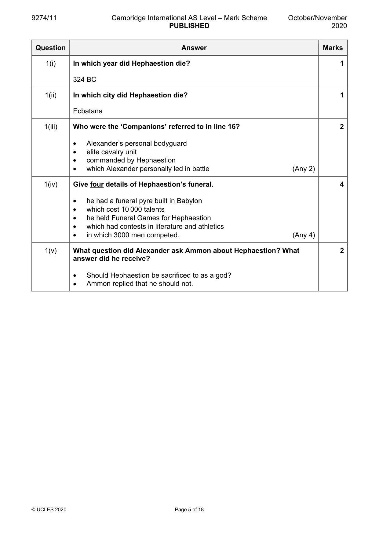 Mark scheme, page 5 of 18