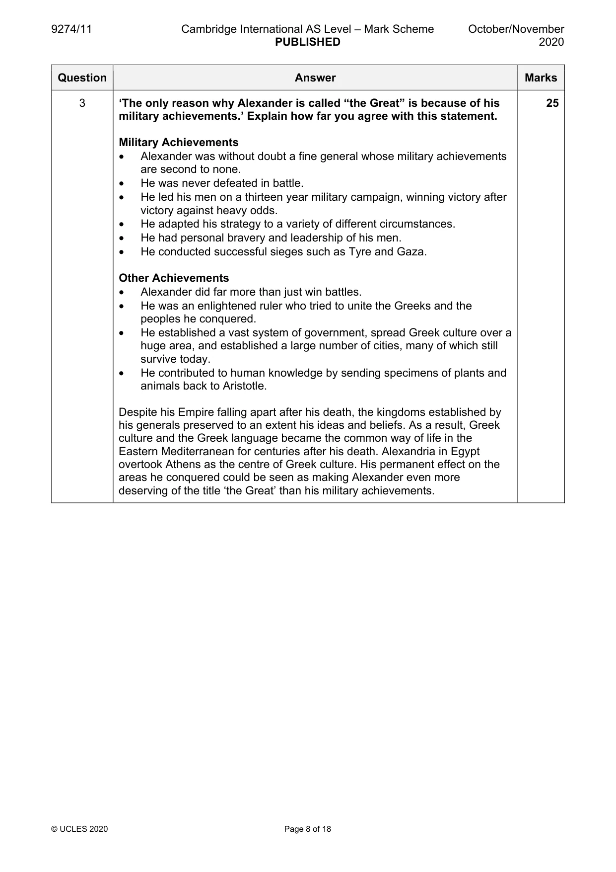 Mark scheme, page 8 of 18