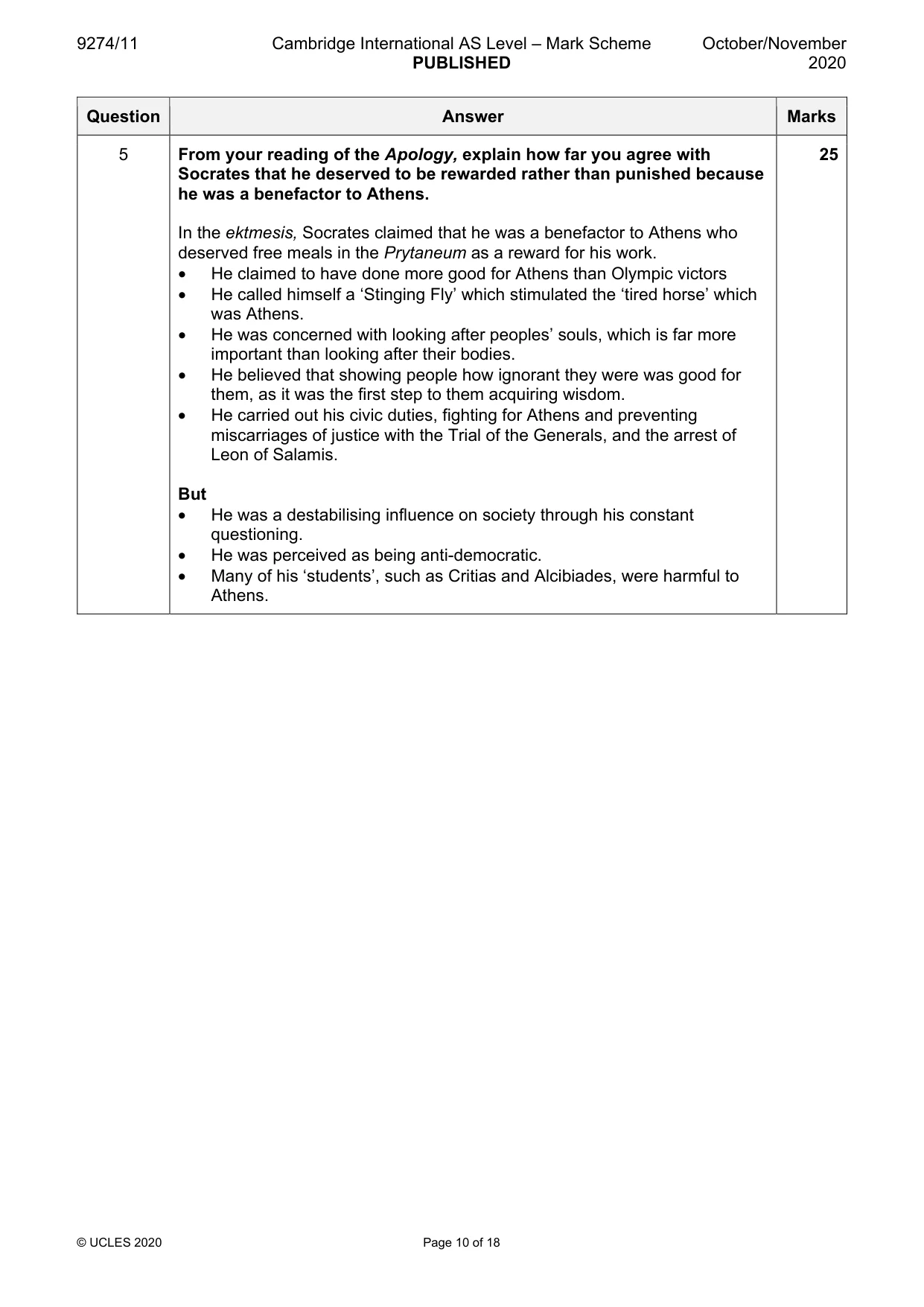 Mark scheme, page 10 of 18