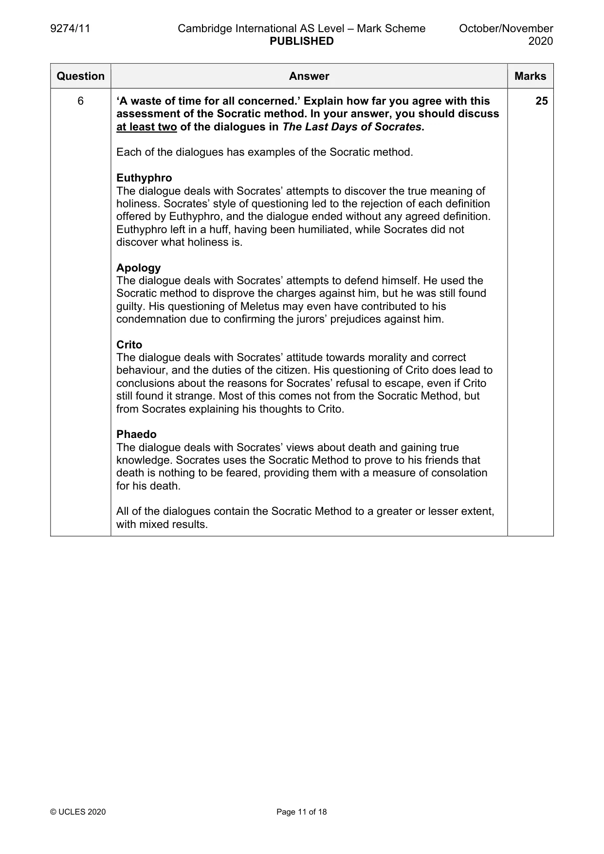 Mark scheme, page 11 of 18
