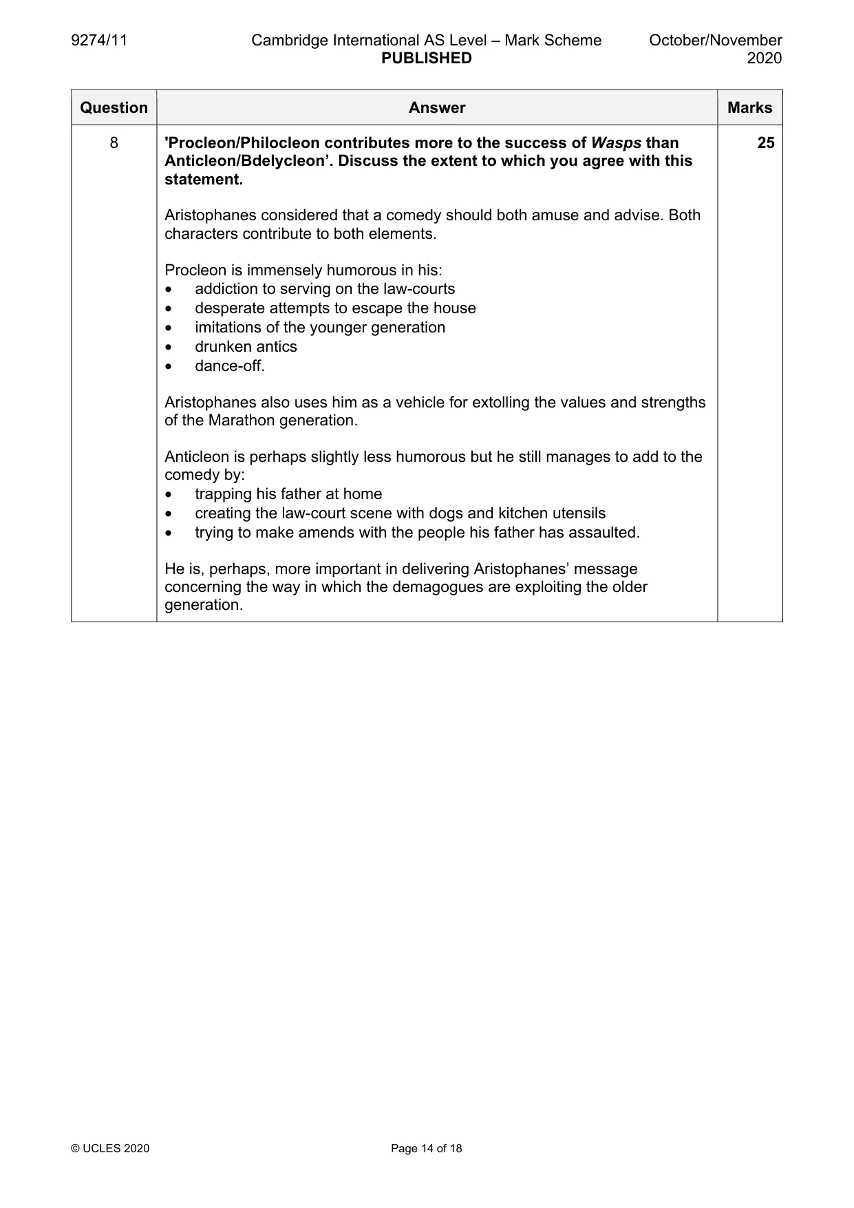 Mark scheme, page 14 of 18