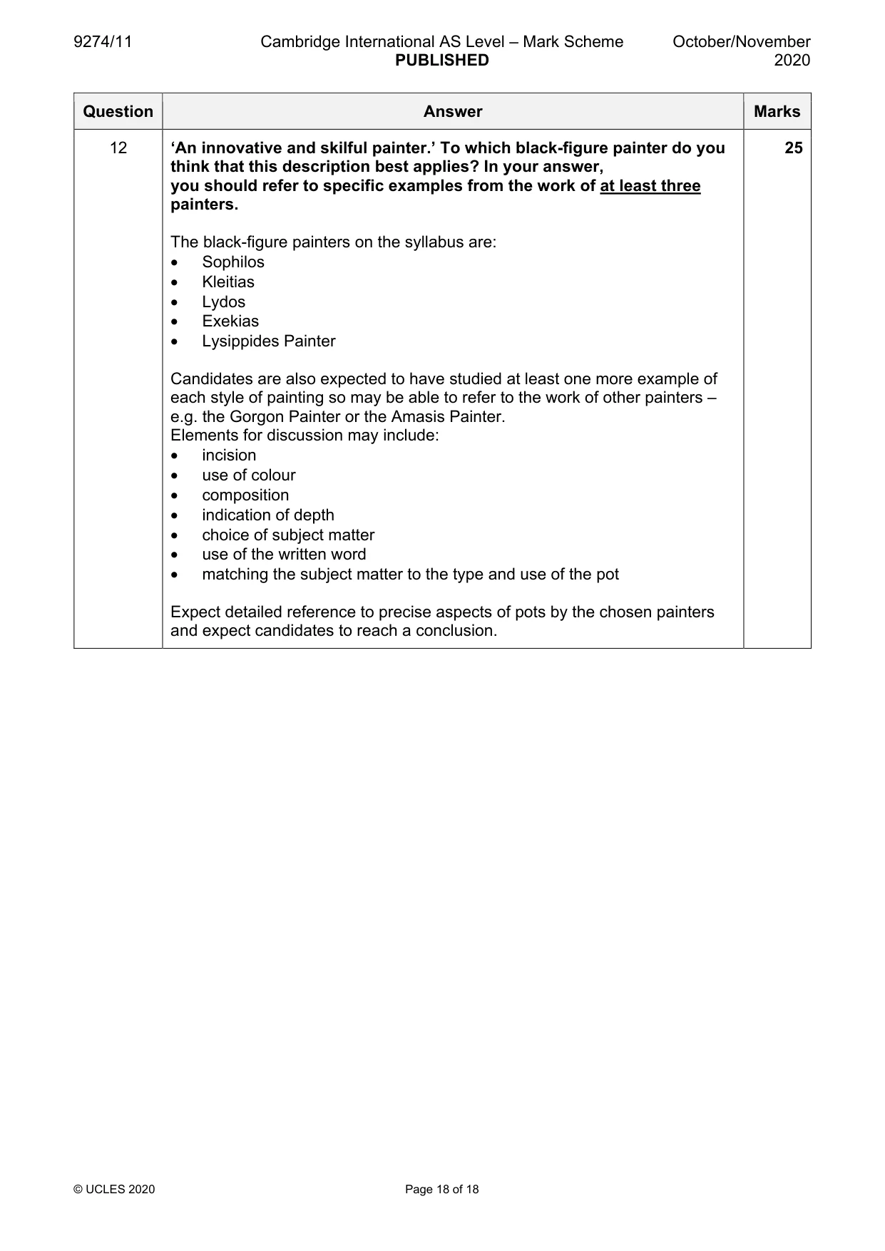 Mark scheme, page 18 of 18