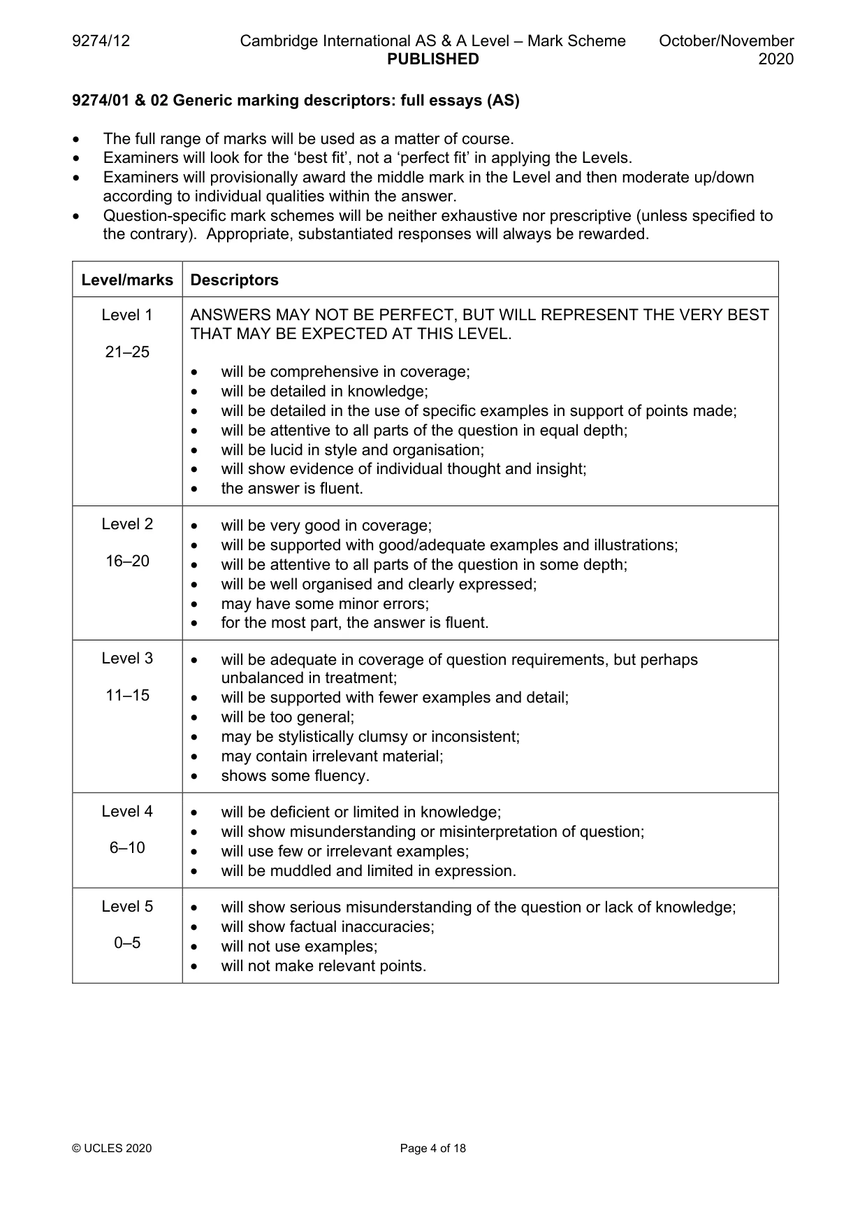 Mark scheme, page 4 of 18