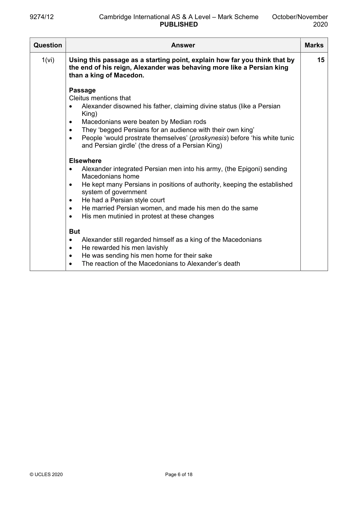 Mark scheme, page 6 of 18