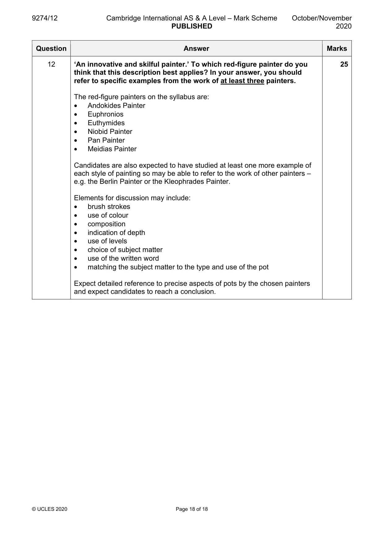 Mark scheme, page 18 of 18