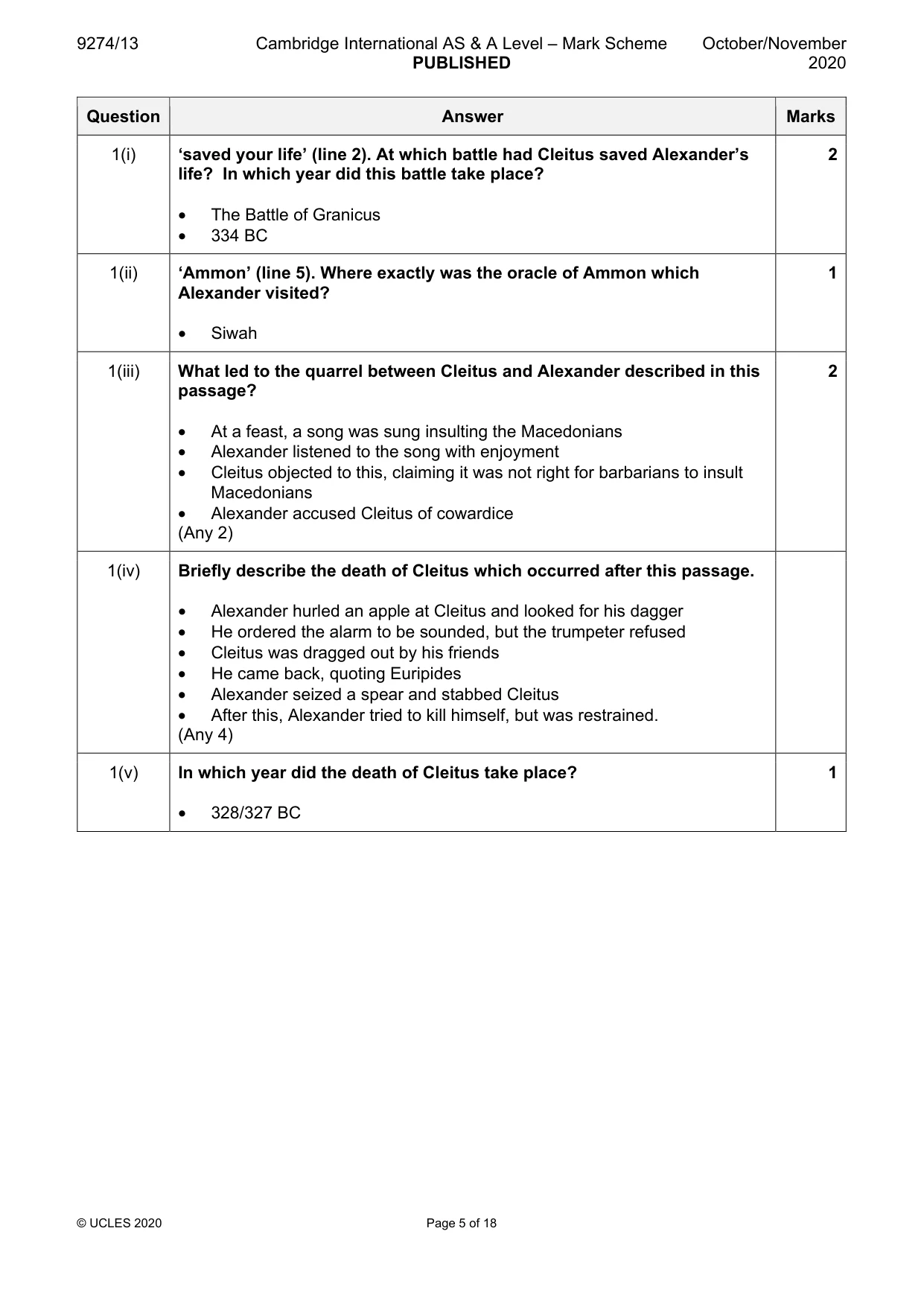 Mark scheme, page 5 of 18