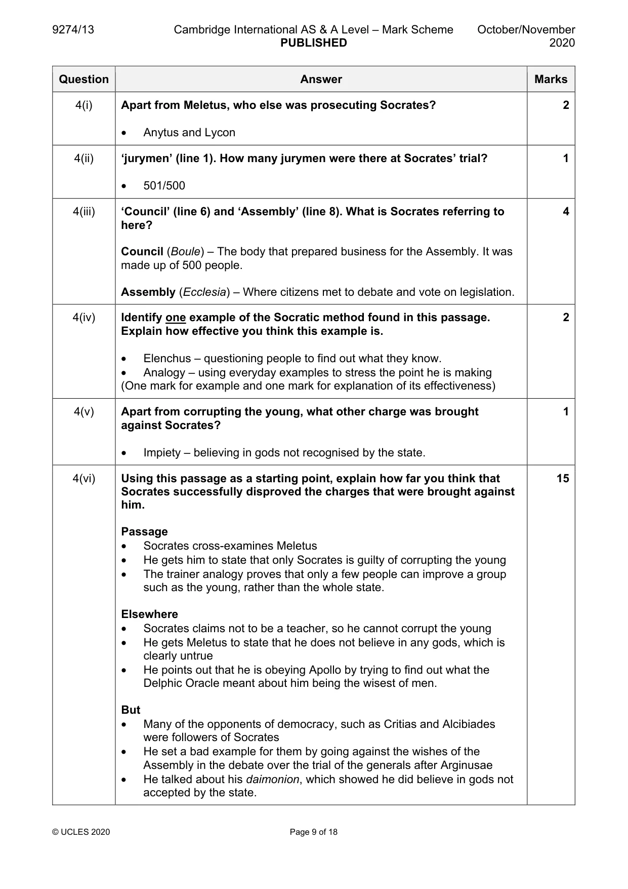 Mark scheme, page 9 of 18