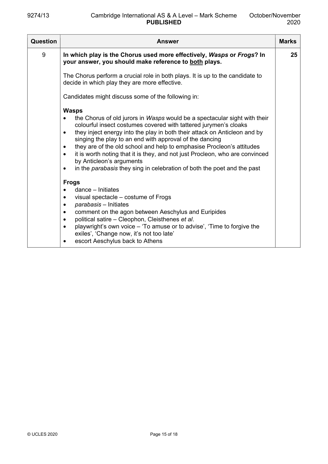Mark scheme, page 15 of 18