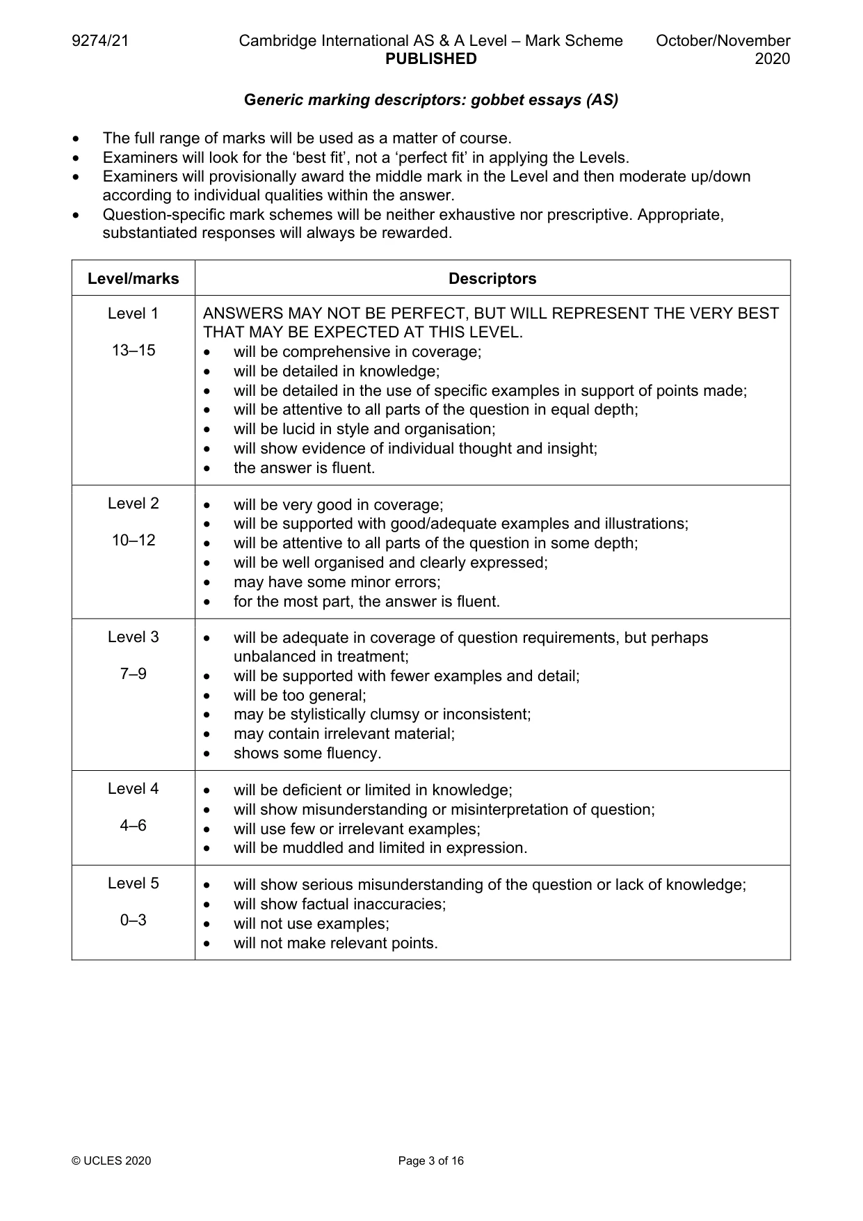 Mark scheme, page 3 of 16