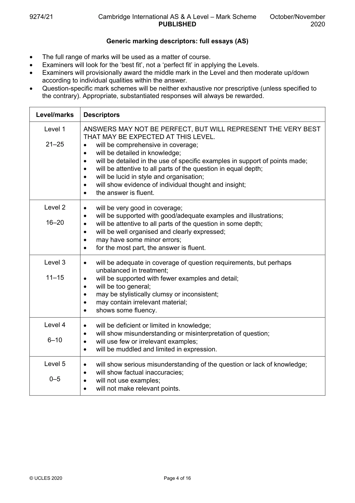 Mark scheme, page 4 of 16