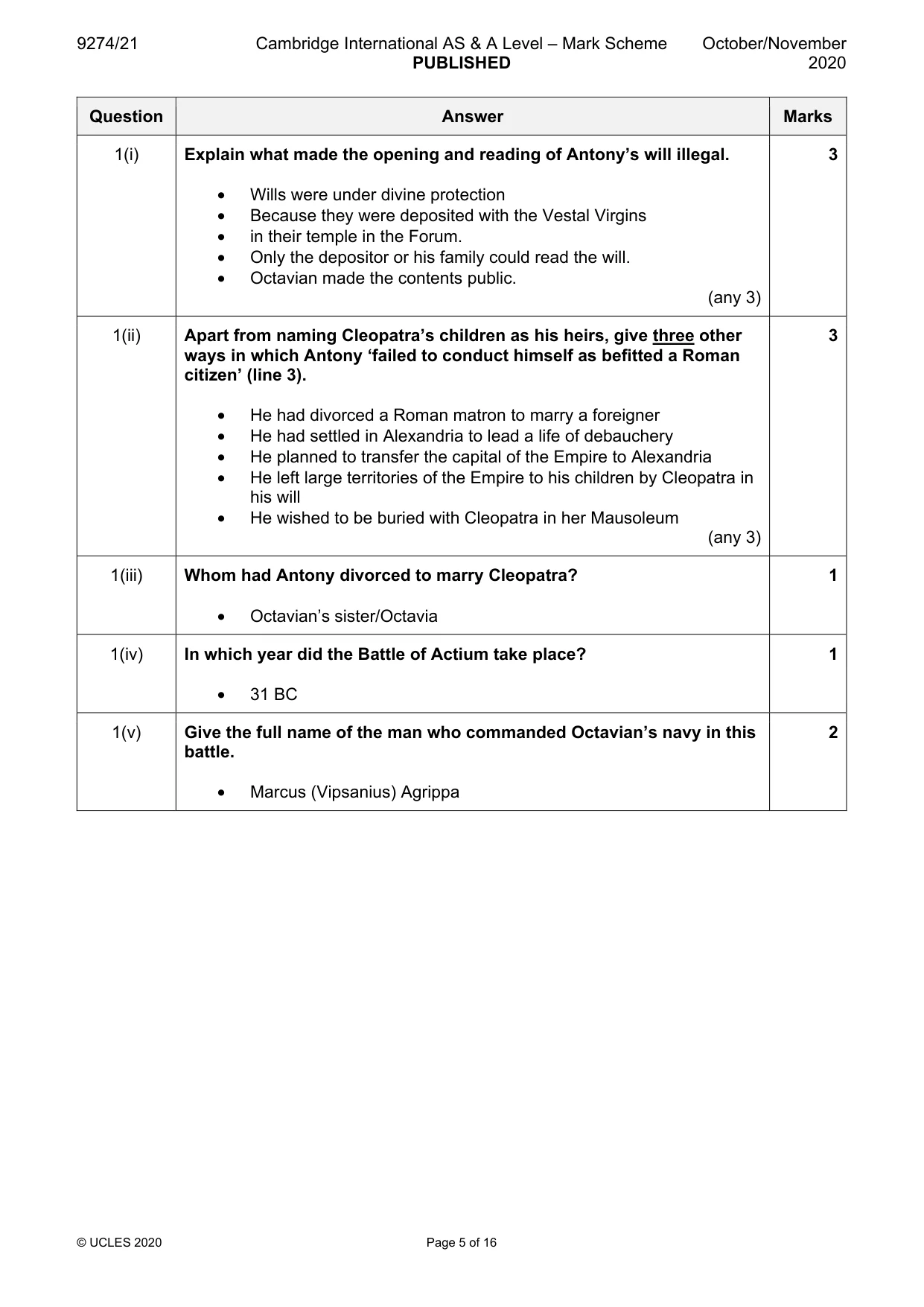 Mark scheme, page 5 of 16