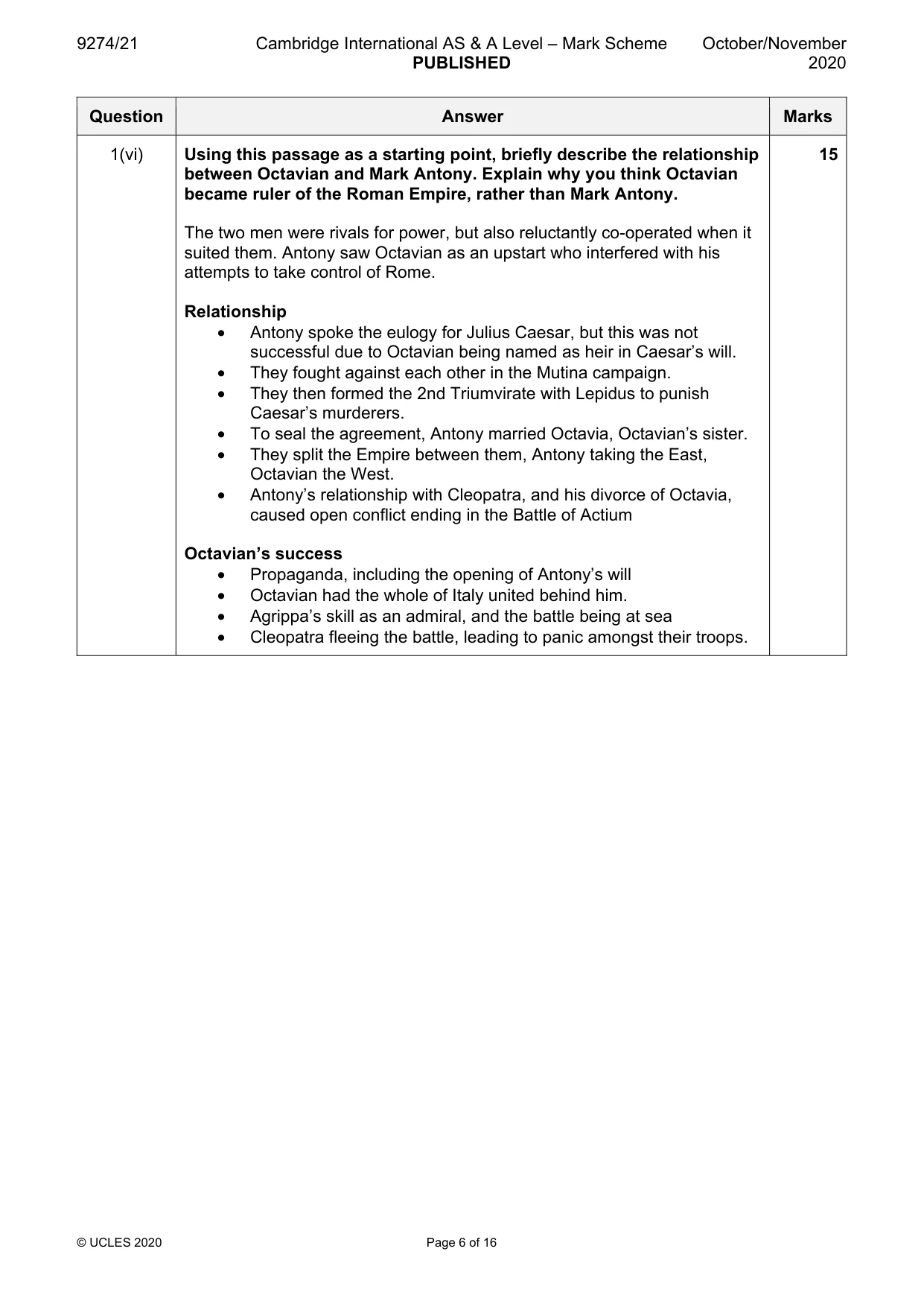 Mark scheme, page 6 of 16