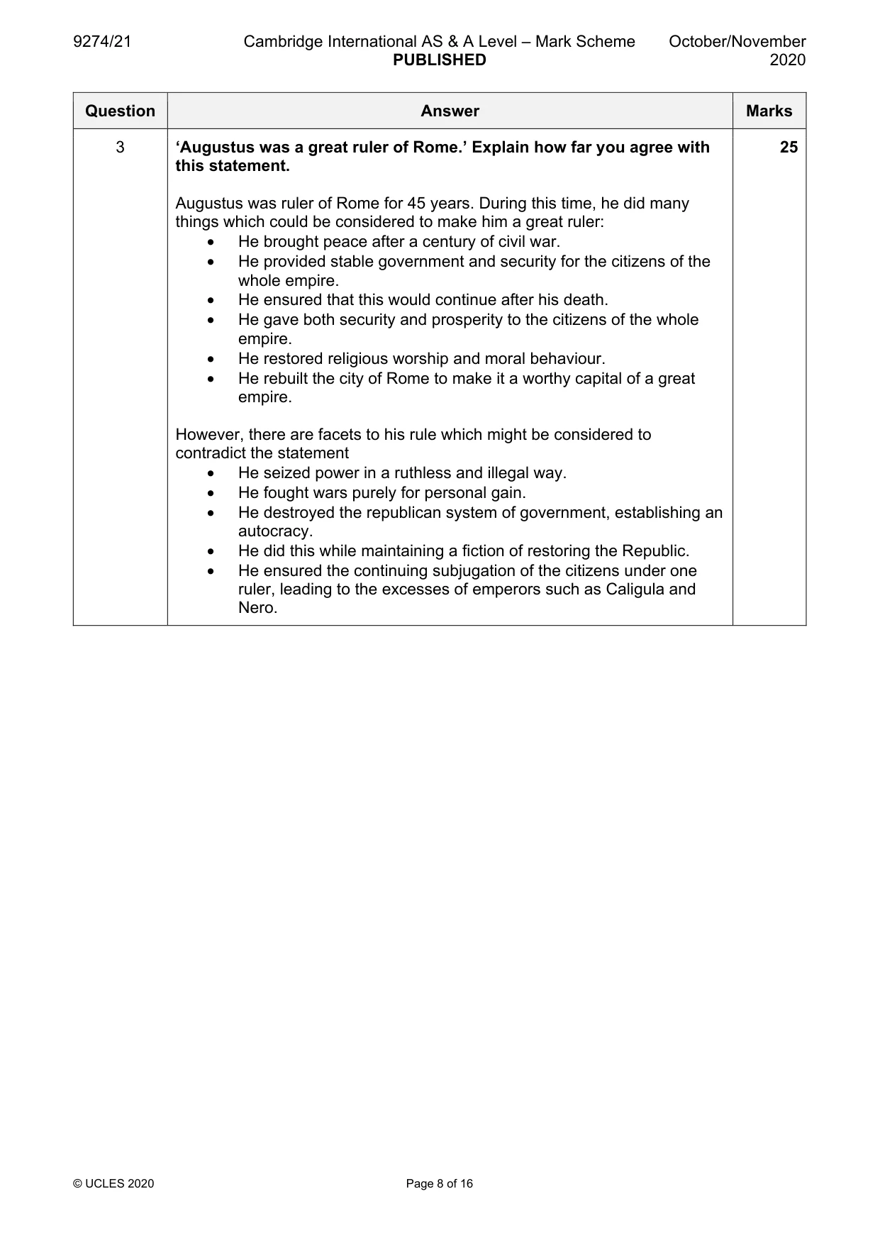 Mark scheme, page 8 of 16