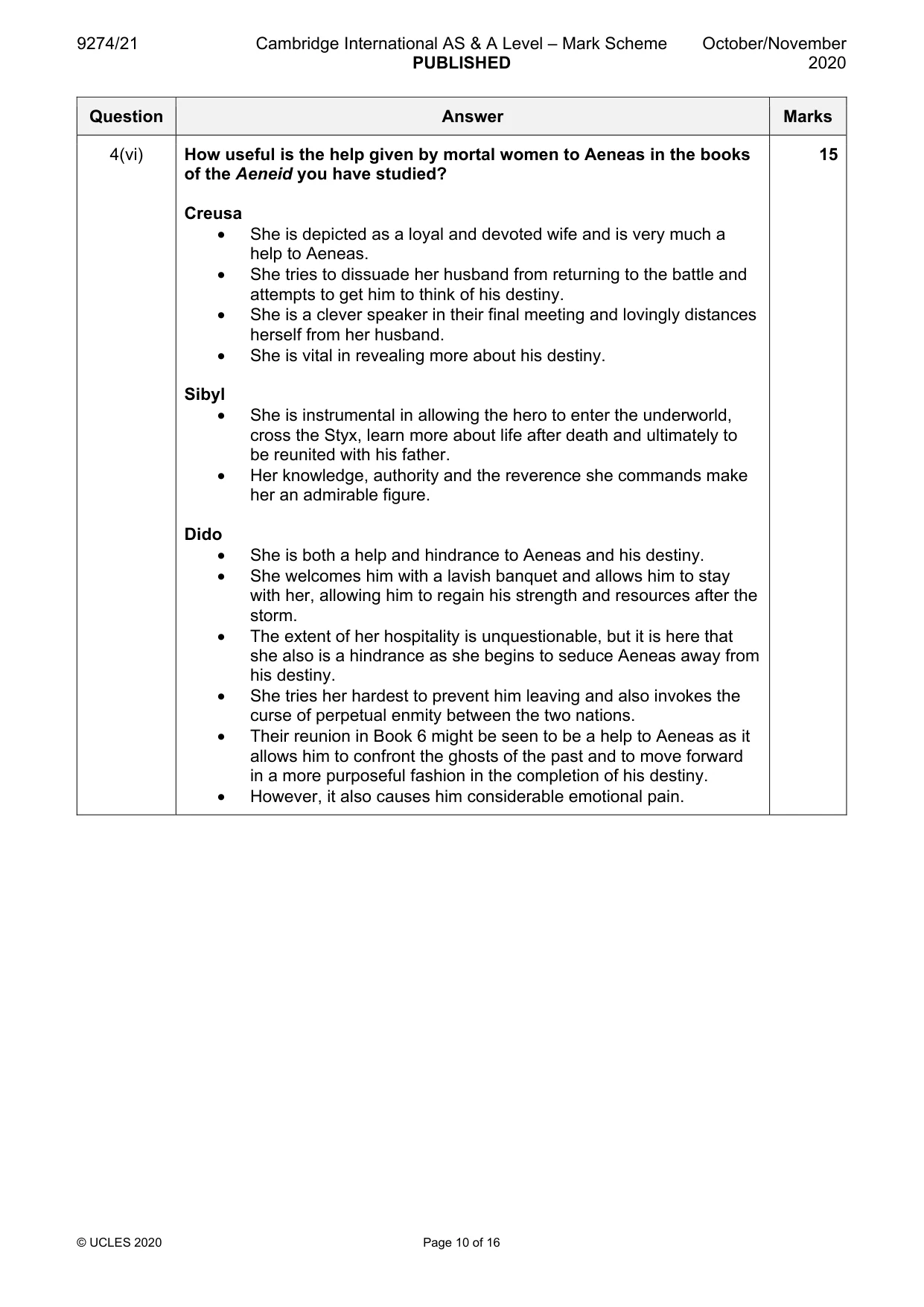 Mark scheme, page 10 of 16