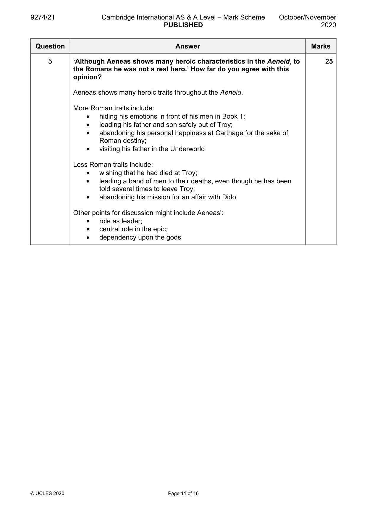 Mark scheme, page 11 of 16
