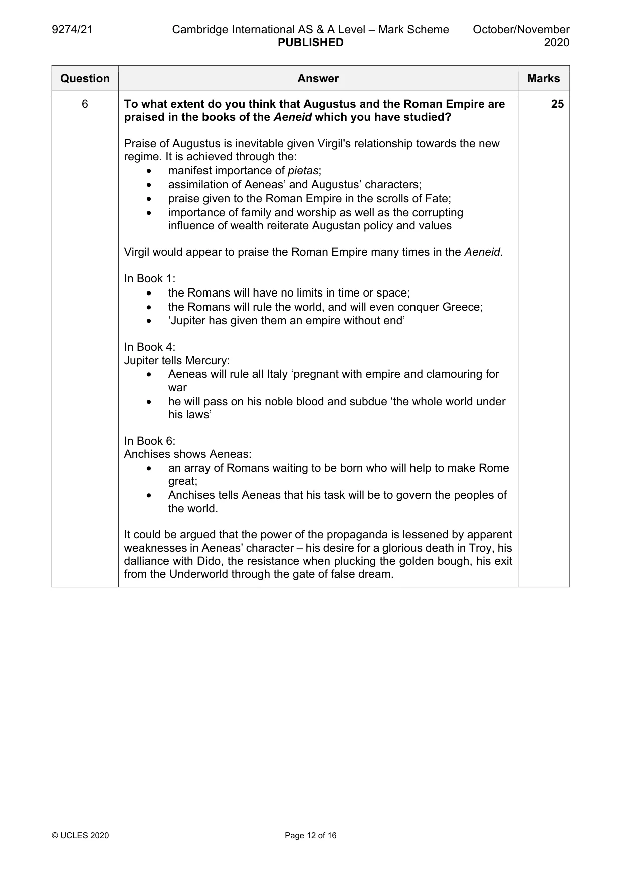 Mark scheme, page 12 of 16
