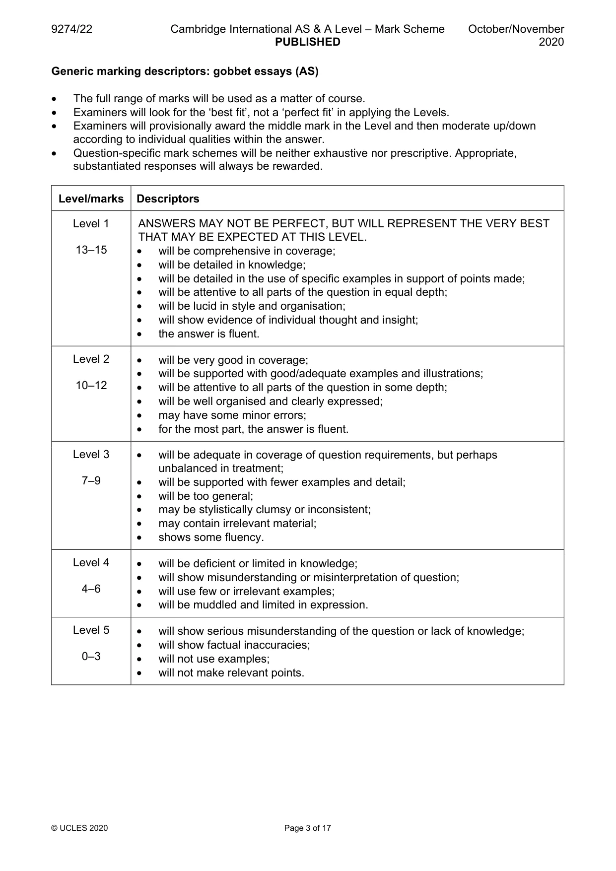 Mark scheme, page 3 of 17