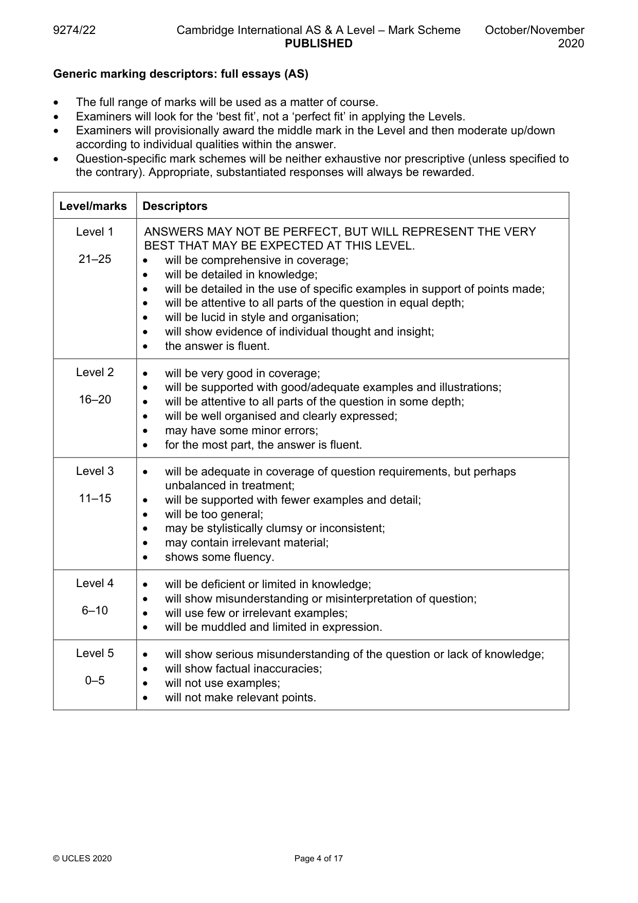 Mark scheme, page 4 of 17