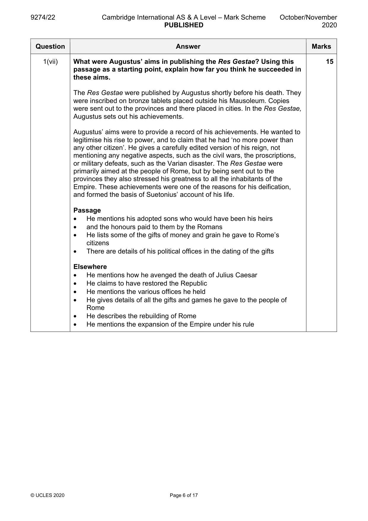 Mark scheme, page 6 of 17