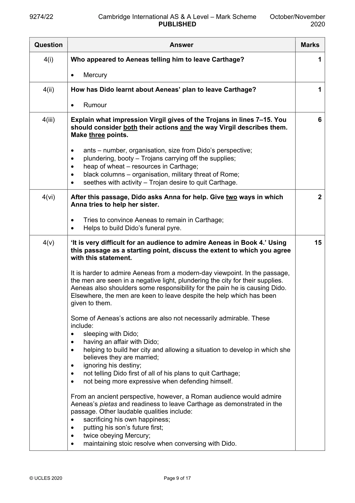 Mark scheme, page 9 of 17
