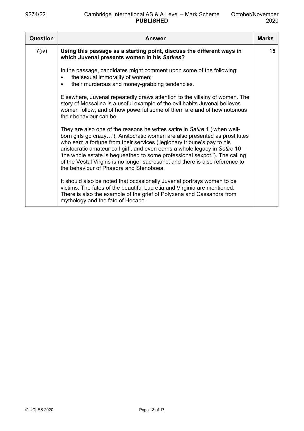 Mark scheme, page 13 of 17