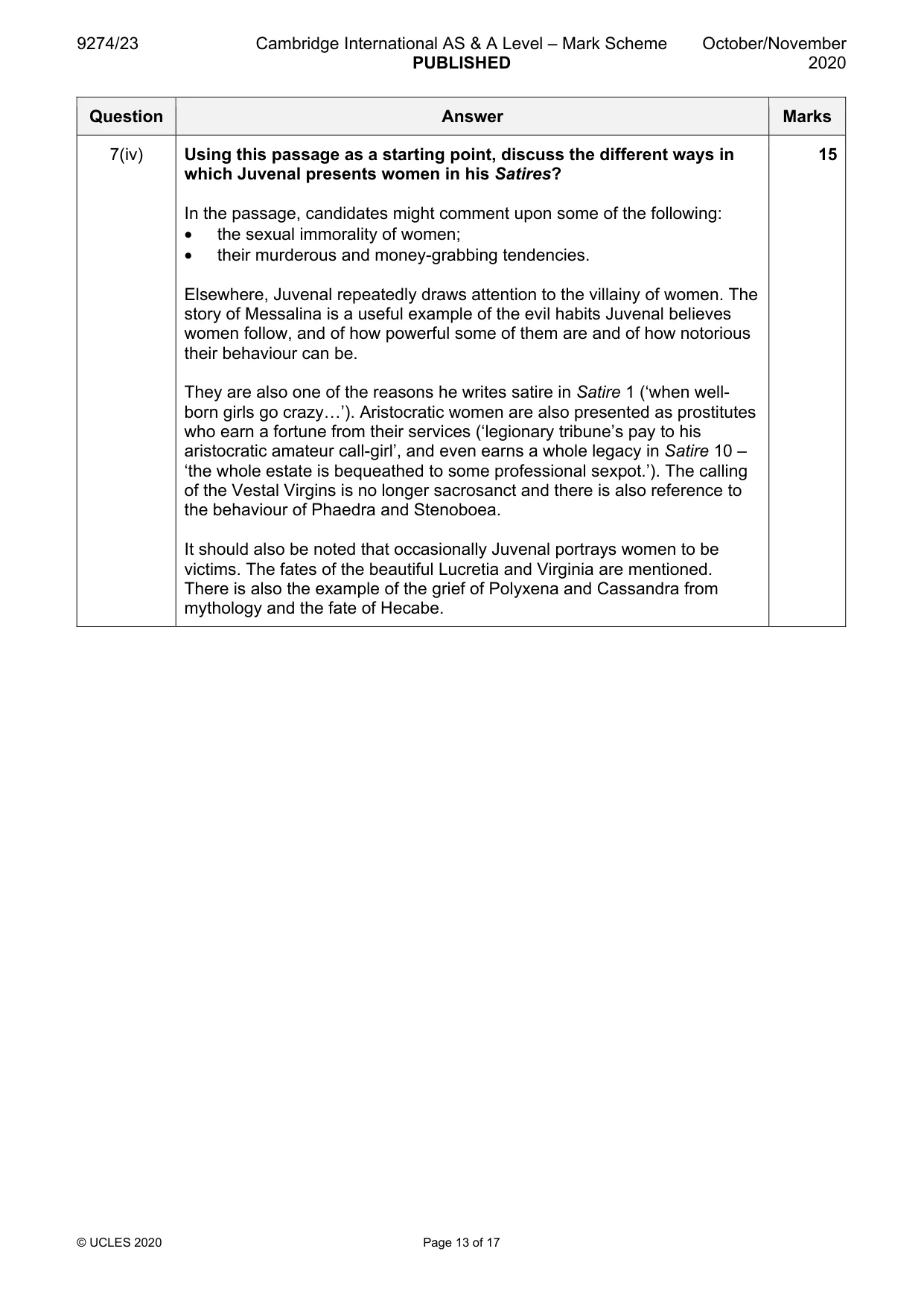 Mark scheme, page 13 of 17