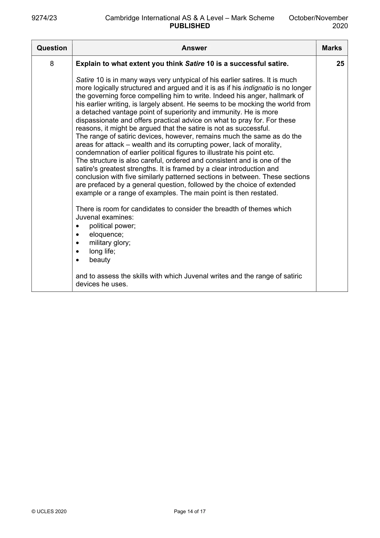 Mark scheme, page 14 of 17