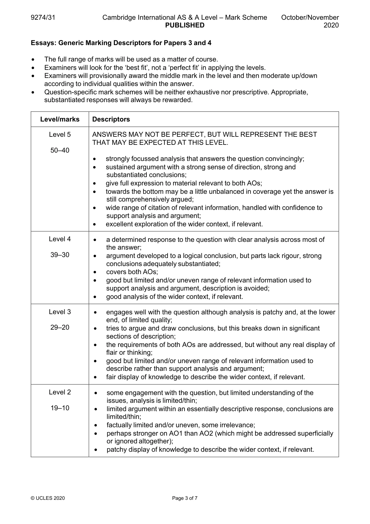 Mark scheme, page 3 of 7