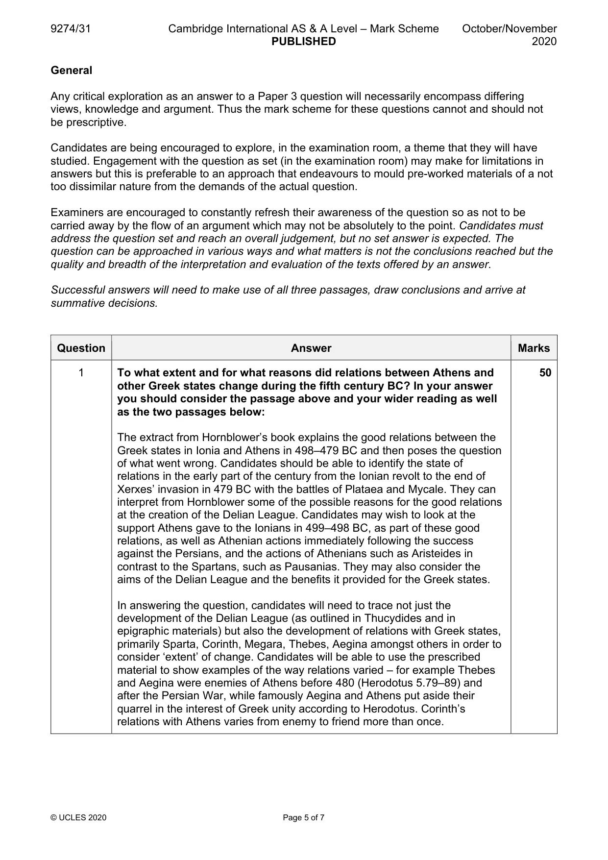 Mark scheme, page 5 of 7