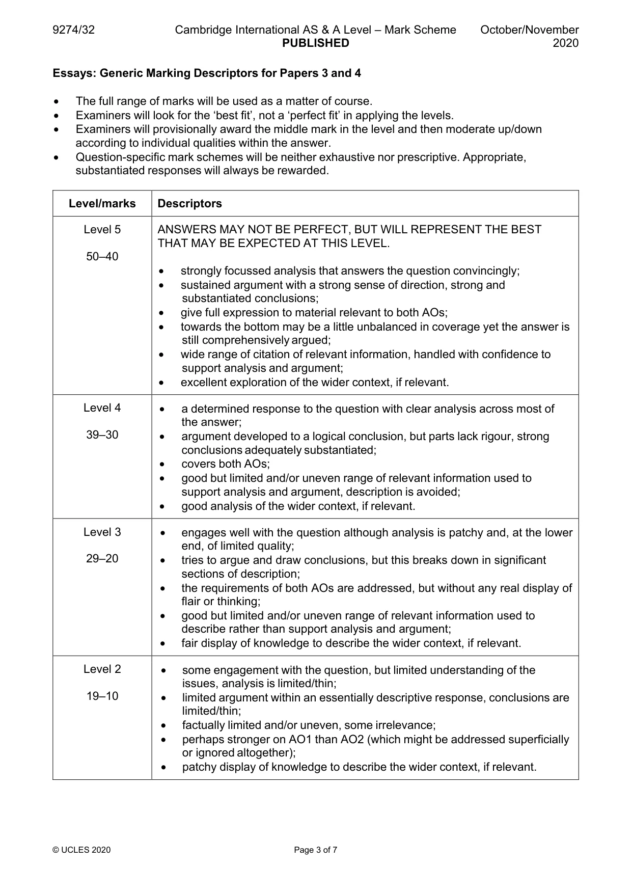 Mark scheme, page 3 of 7