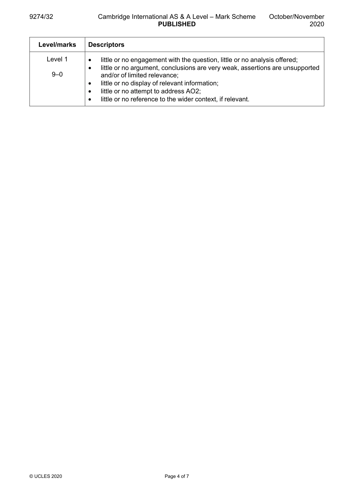 Mark scheme, page 4 of 7