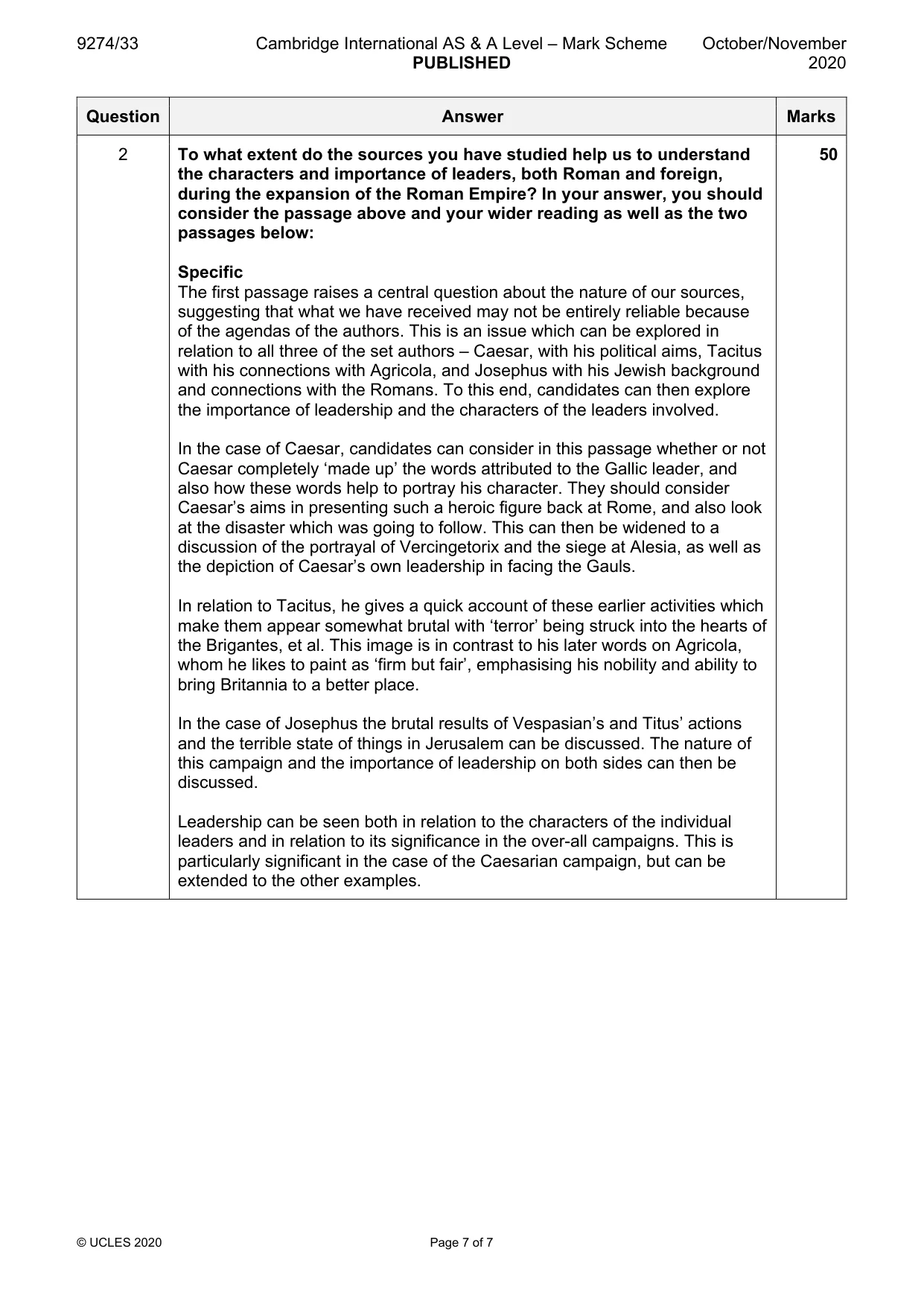 Mark scheme, page 7 of 7
