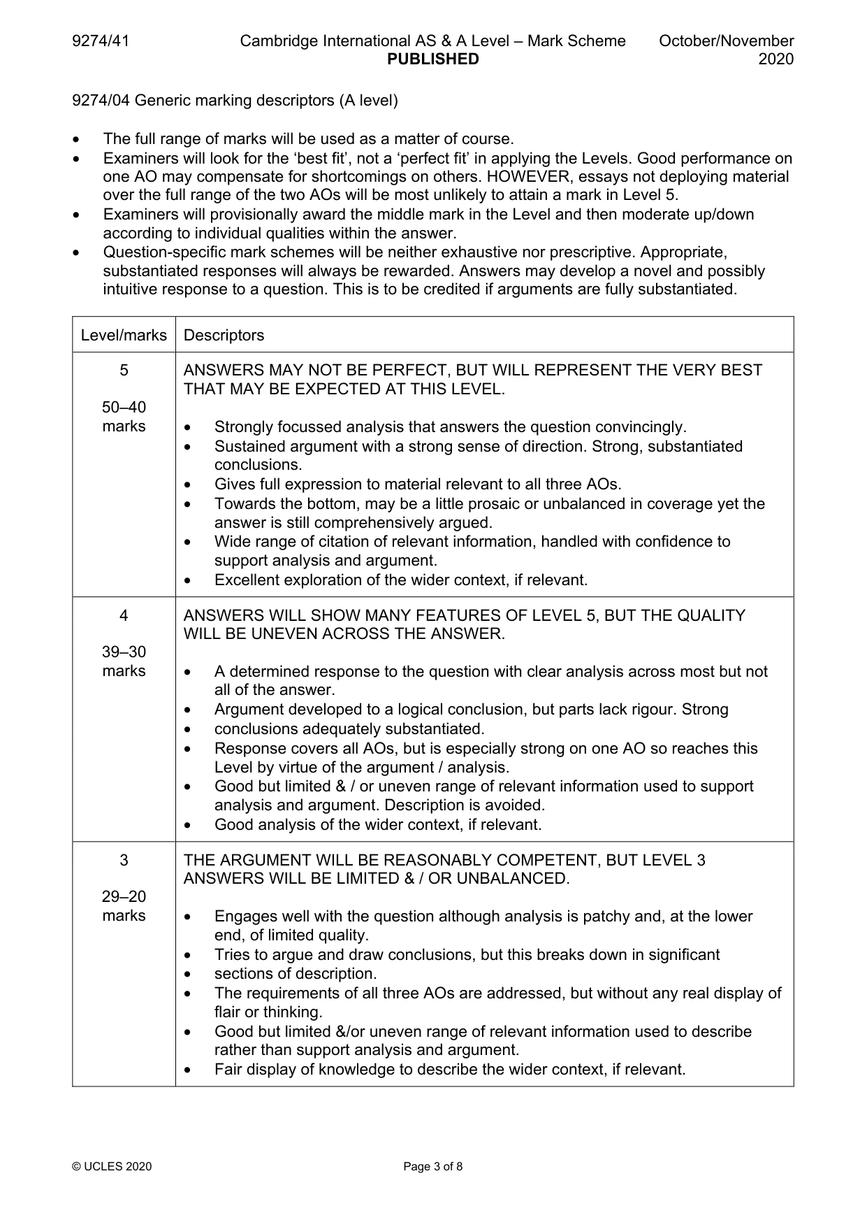Mark scheme, page 3 of 8