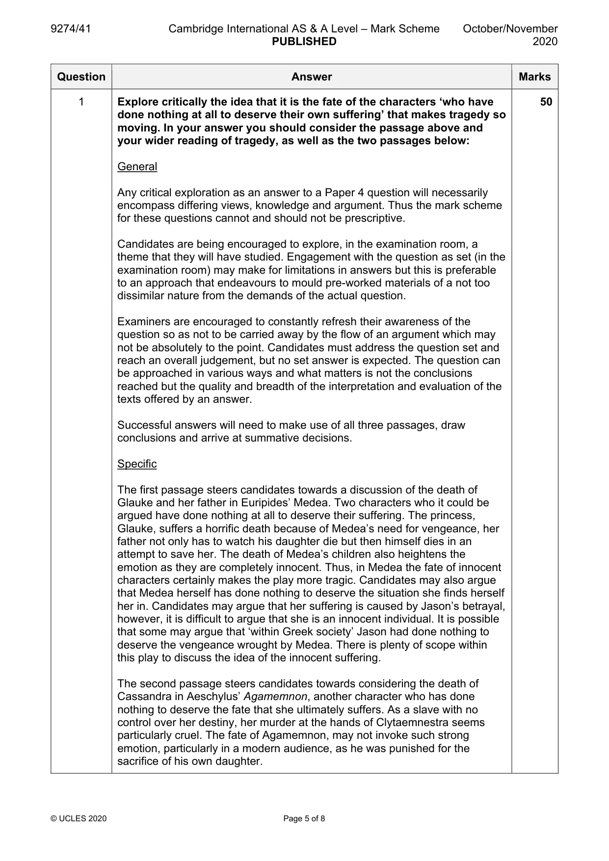 Mark scheme, page 5 of 8