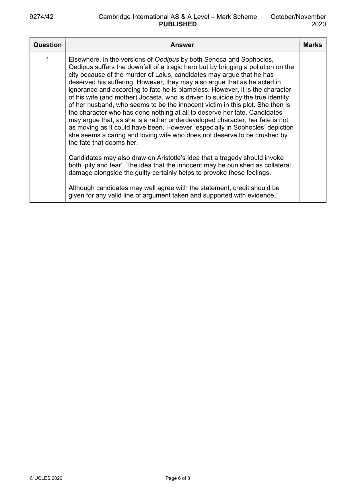 Mark scheme, page 6 of 8