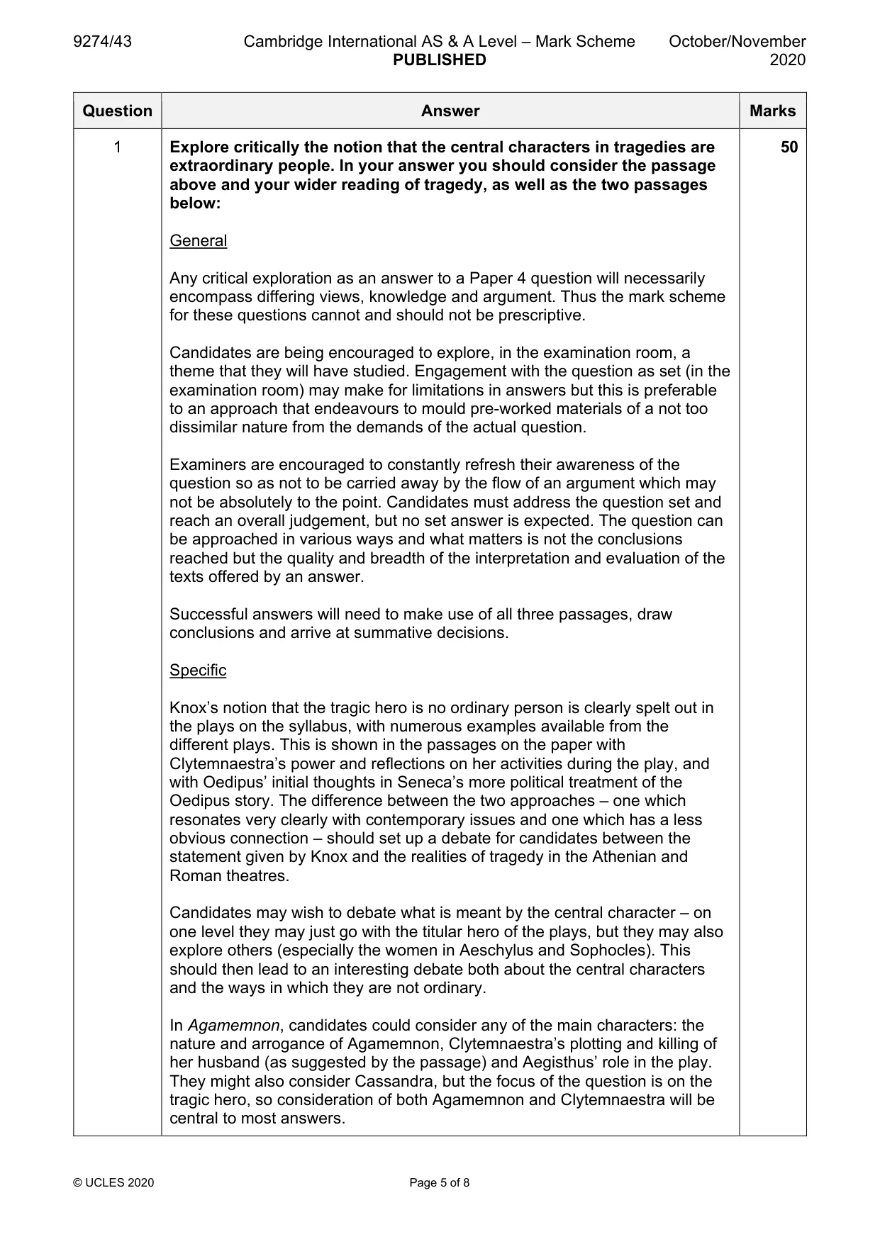 Mark scheme, page 5 of 8