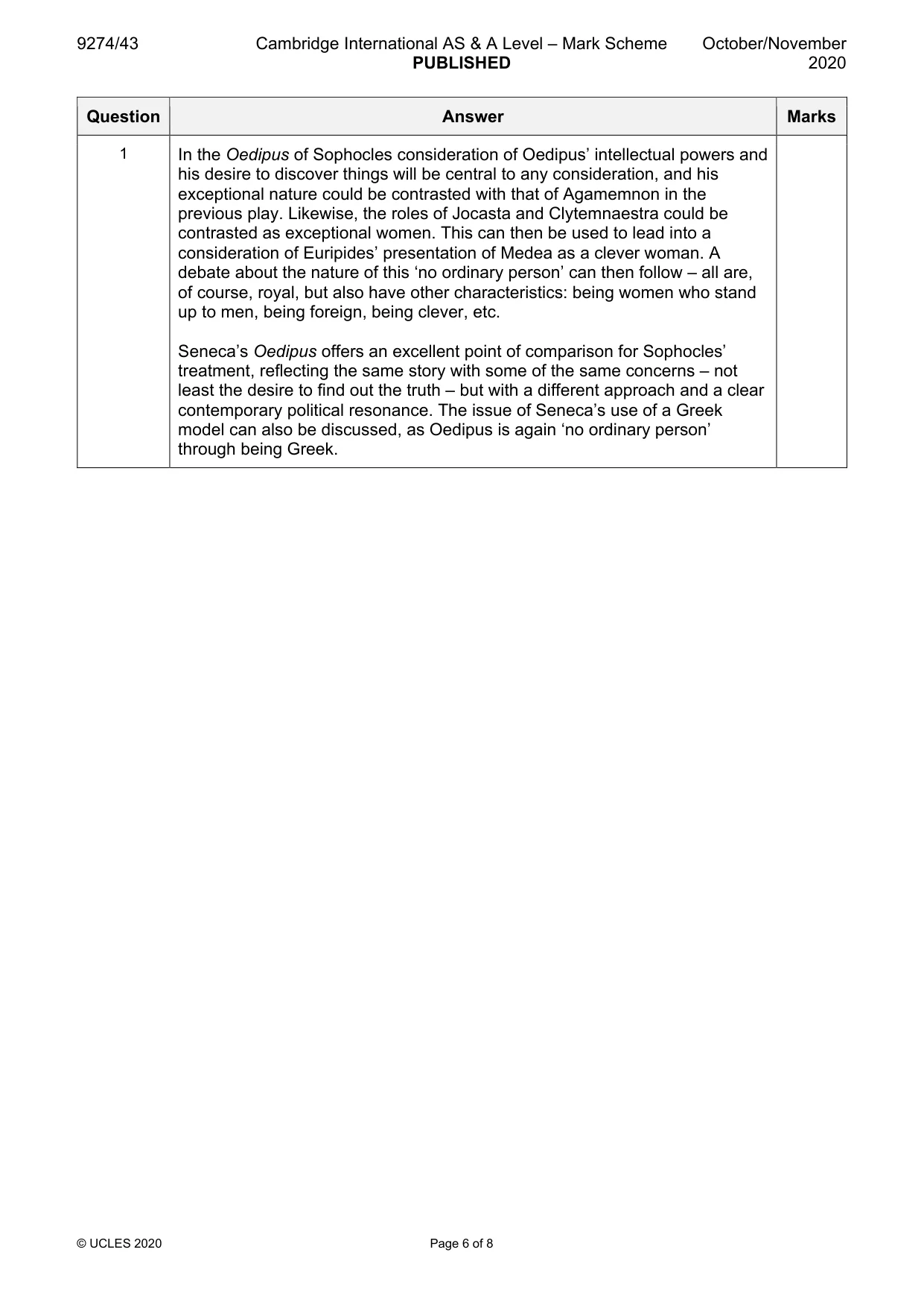 Mark scheme, page 6 of 8