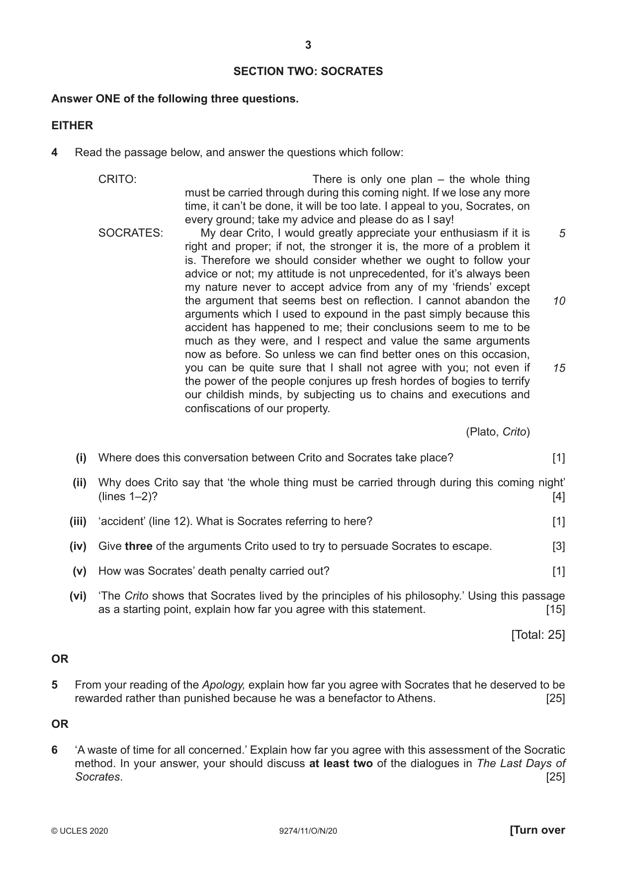 Cambridge A Level Classical Studies 9274 2020 Oct/Nov Paper 1 · Variant 1 question paper, page 3 of 8