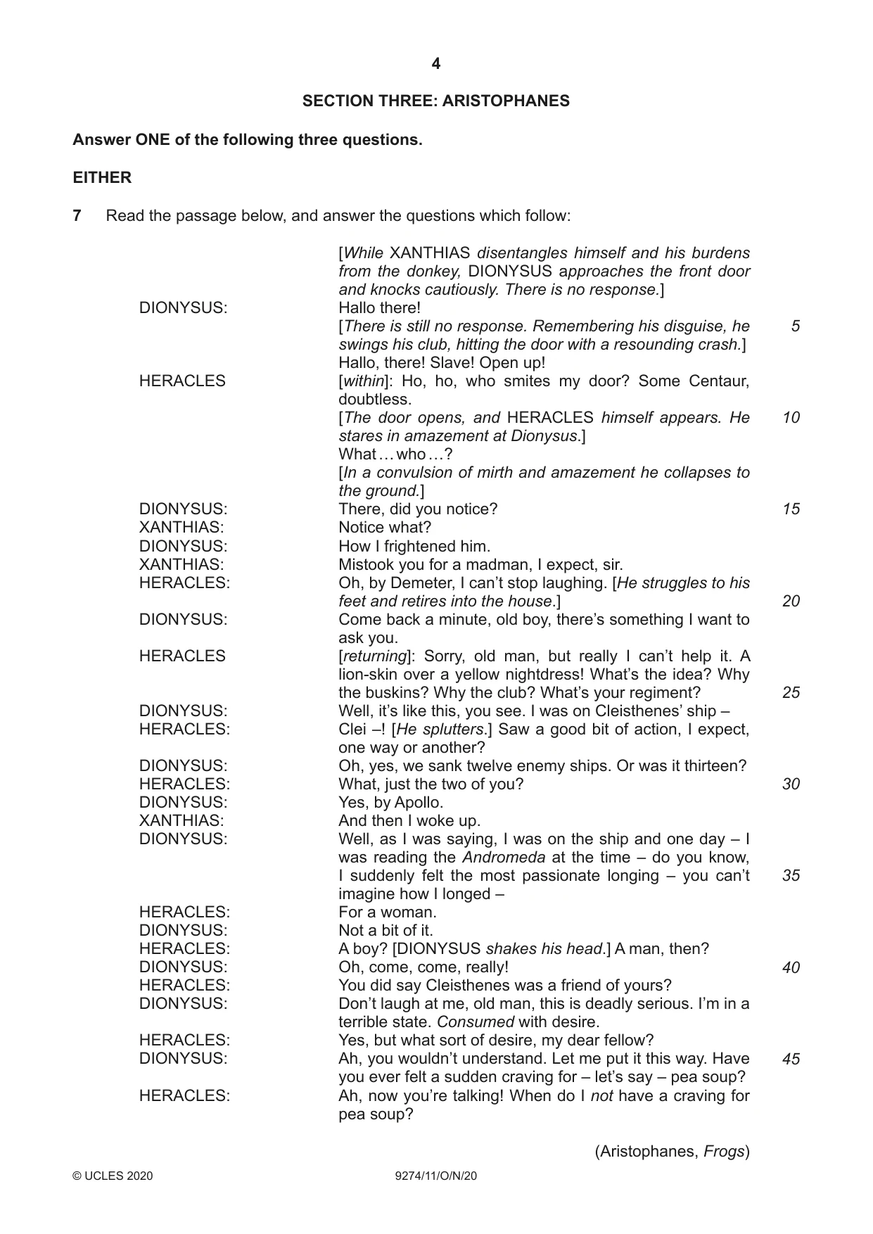 Cambridge A Level Classical Studies 9274 2020 Oct/Nov Paper 1 · Variant 1 question paper, page 4 of 8