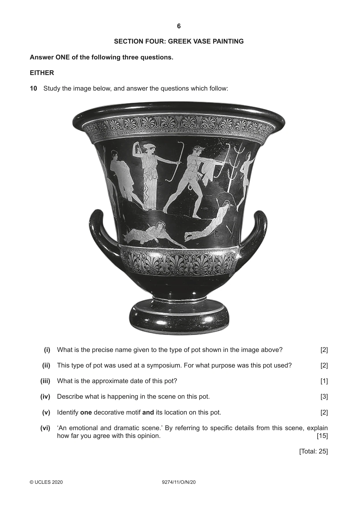 Cambridge A Level Classical Studies 9274 2020 Oct/Nov Paper 1 · Variant 1 question paper, page 6 of 8