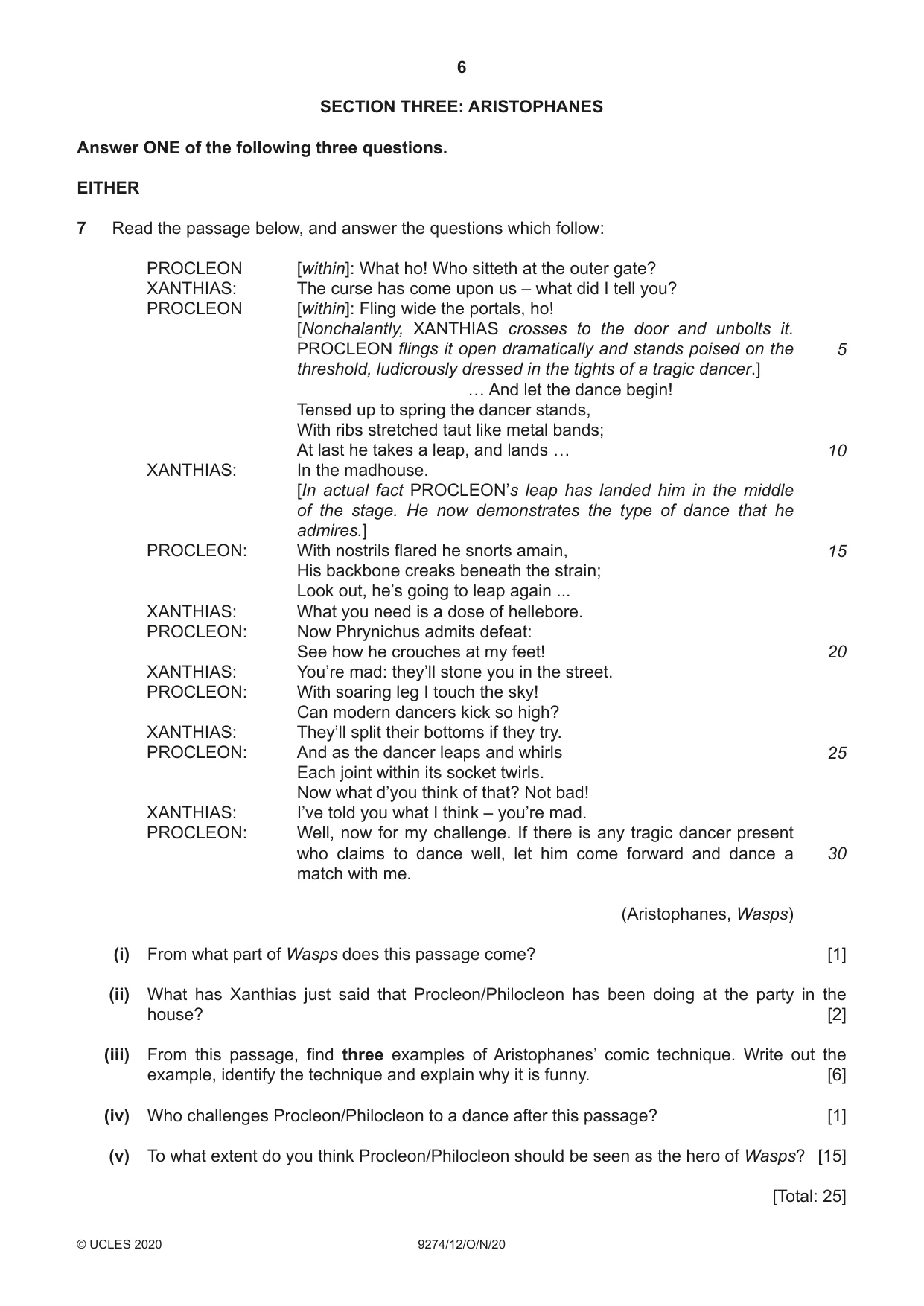 Cambridge A Level Classical Studies 9274 2020 Oct/Nov Paper 1 · Variant 2 question paper, page 6 of 12