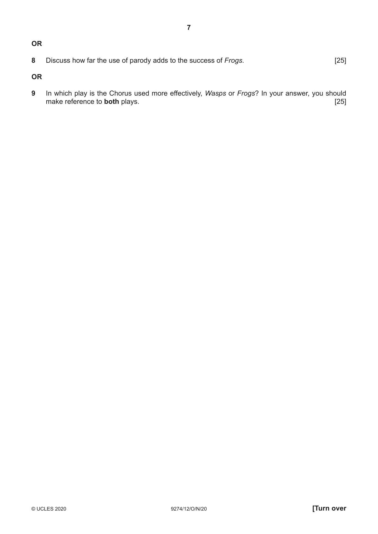 Cambridge A Level Classical Studies 9274 2020 Oct/Nov Paper 1 · Variant 2 question paper, page 7 of 12