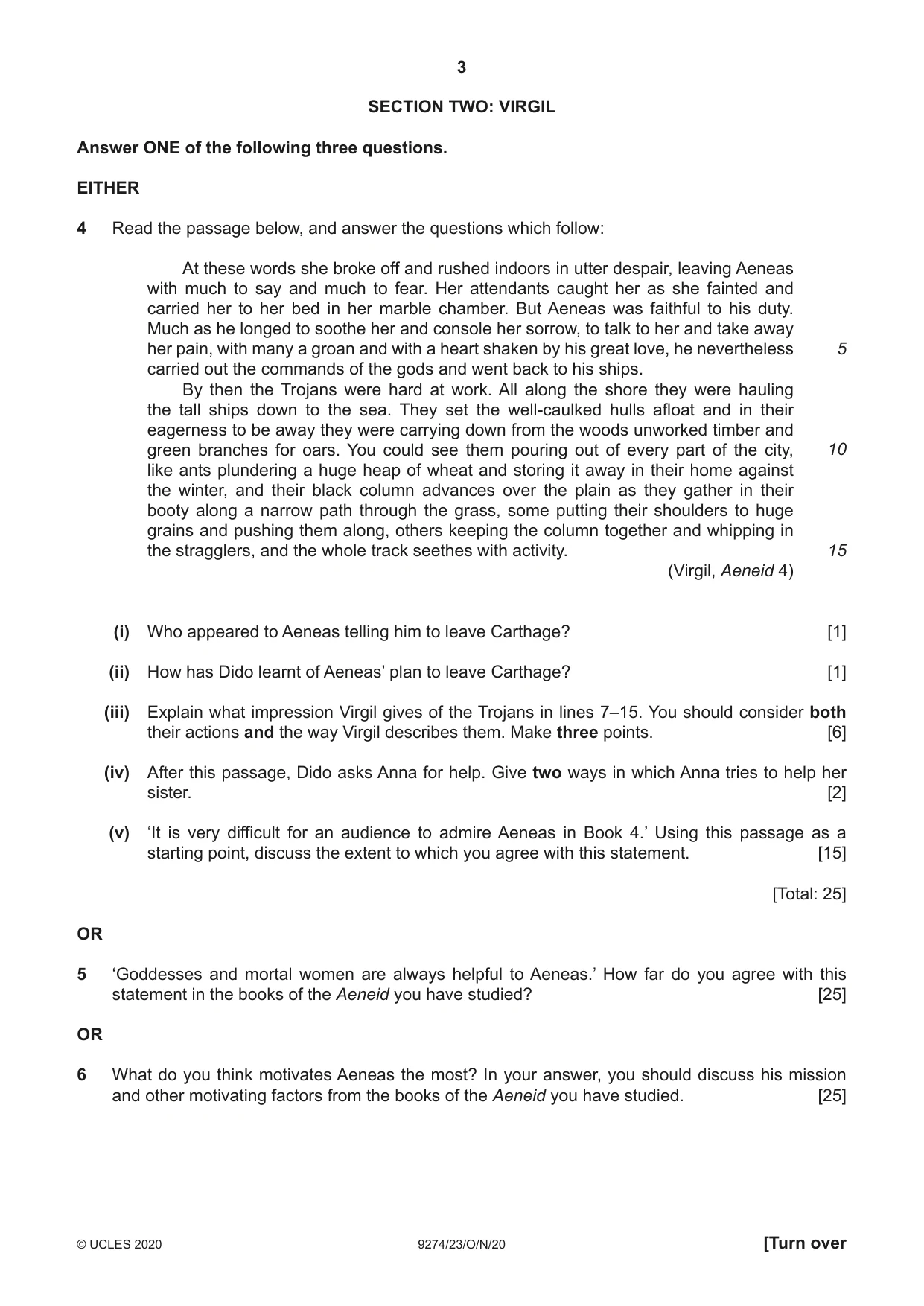 Cambridge A Level Classical Studies 9274 2020 Oct/Nov Paper 2 · Variant 3 question paper, page 3 of 8