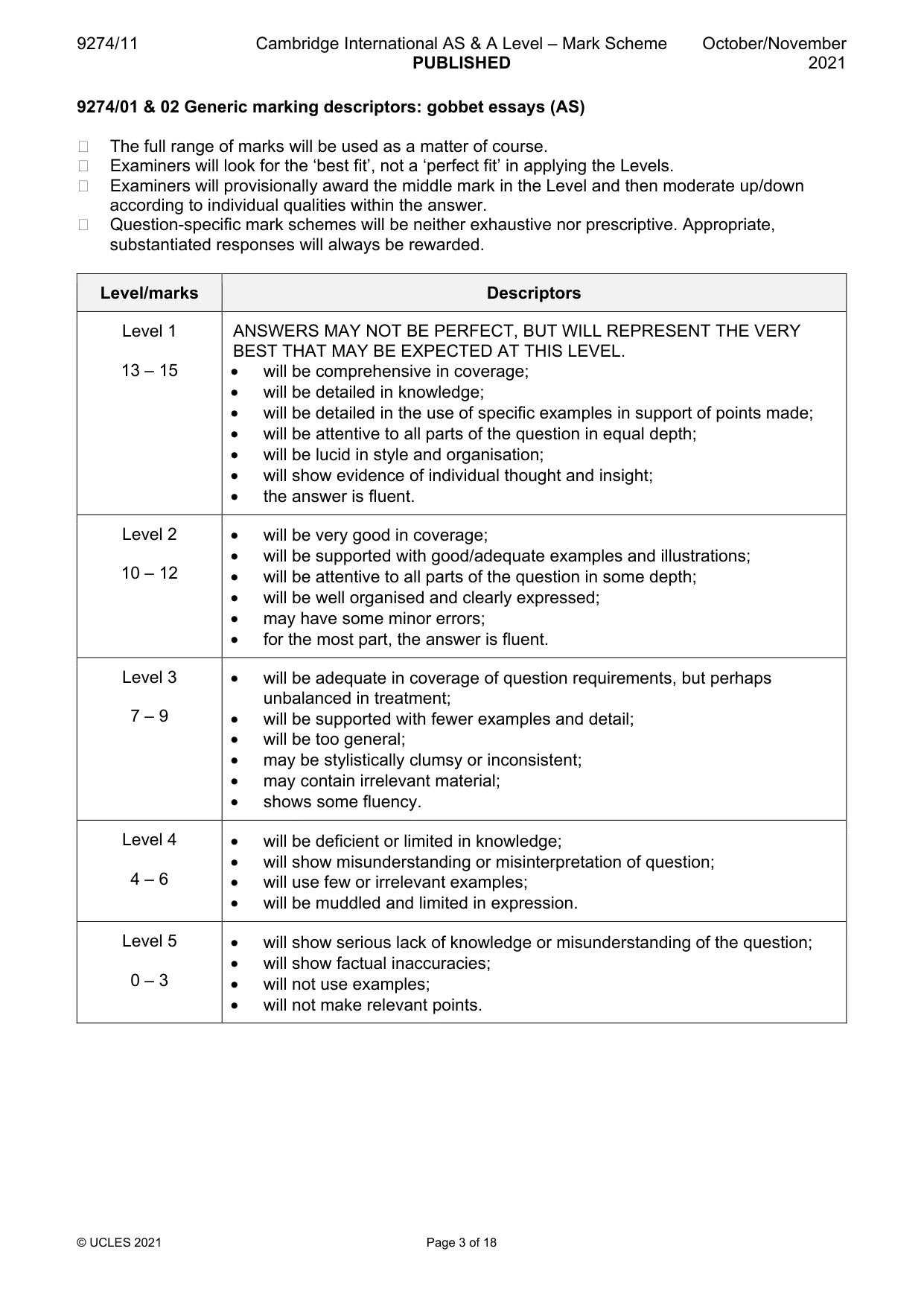 Mark scheme, page 3 of 18