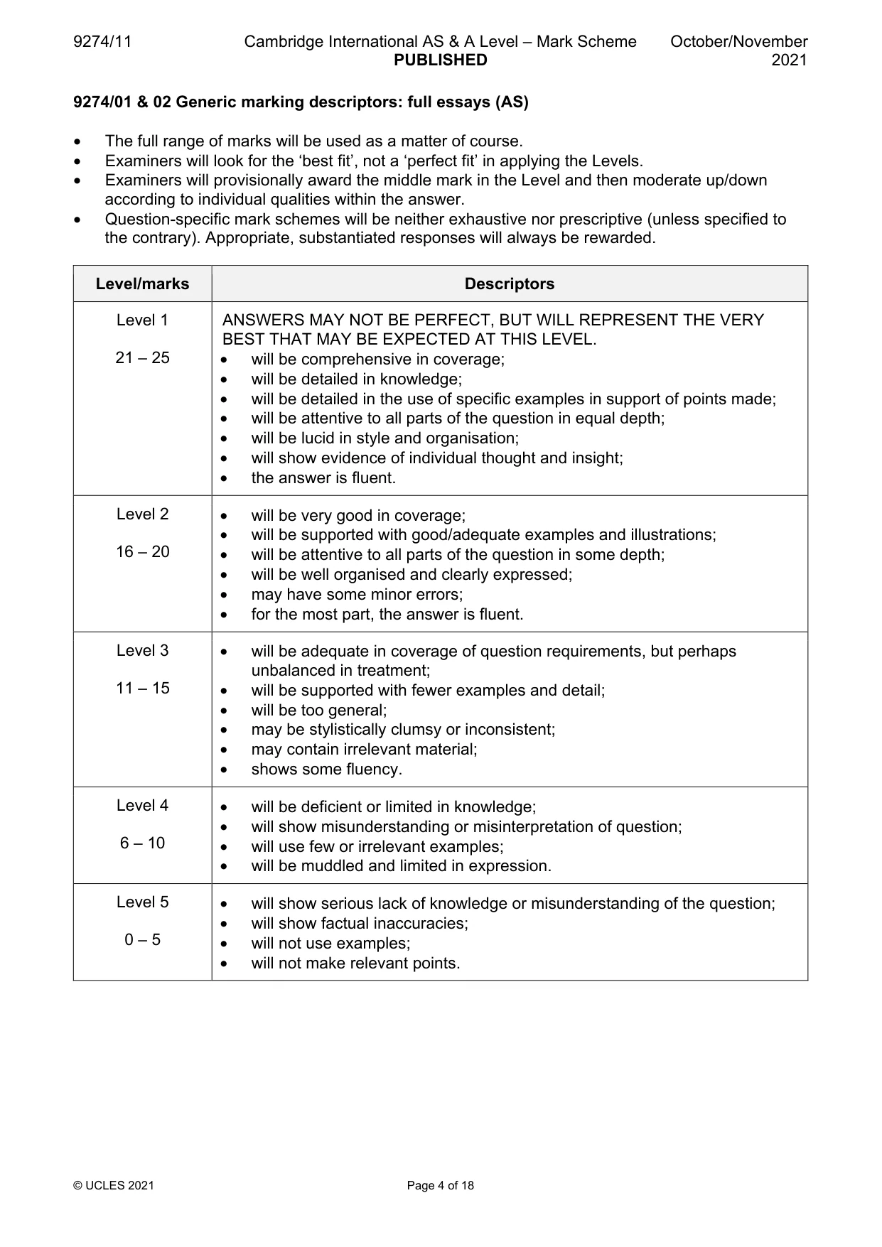 Mark scheme, page 4 of 18